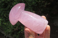 Polished Rose Quartz Mushroom Carvings x 2 From Madagascar - Toprock Gemstones and Minerals 