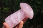 Polished Rose Quartz Mushroom Carvings x 2 From Madagascar - Toprock Gemstones and Minerals 