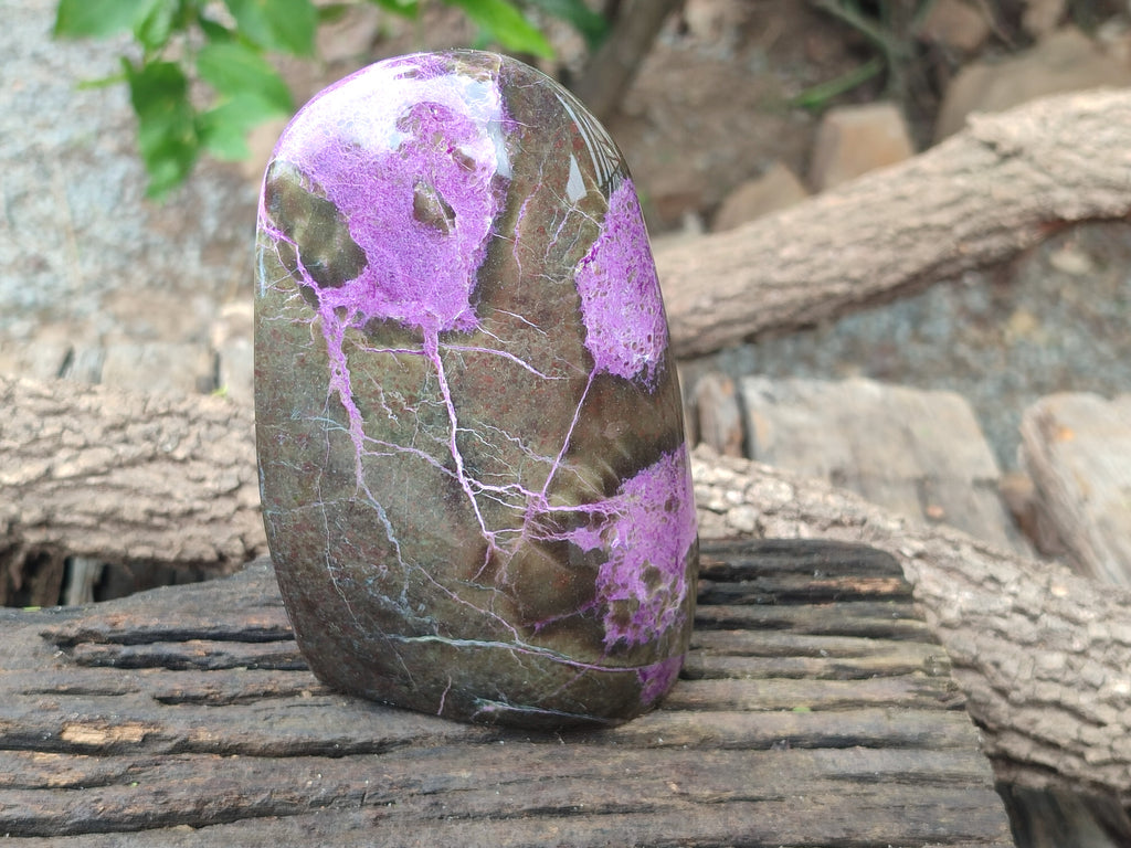 Polished Stichtite and Serpentine Standing Free Forms x 2 From Barberton, South Africa - Toprock Gemstones and Minerals 