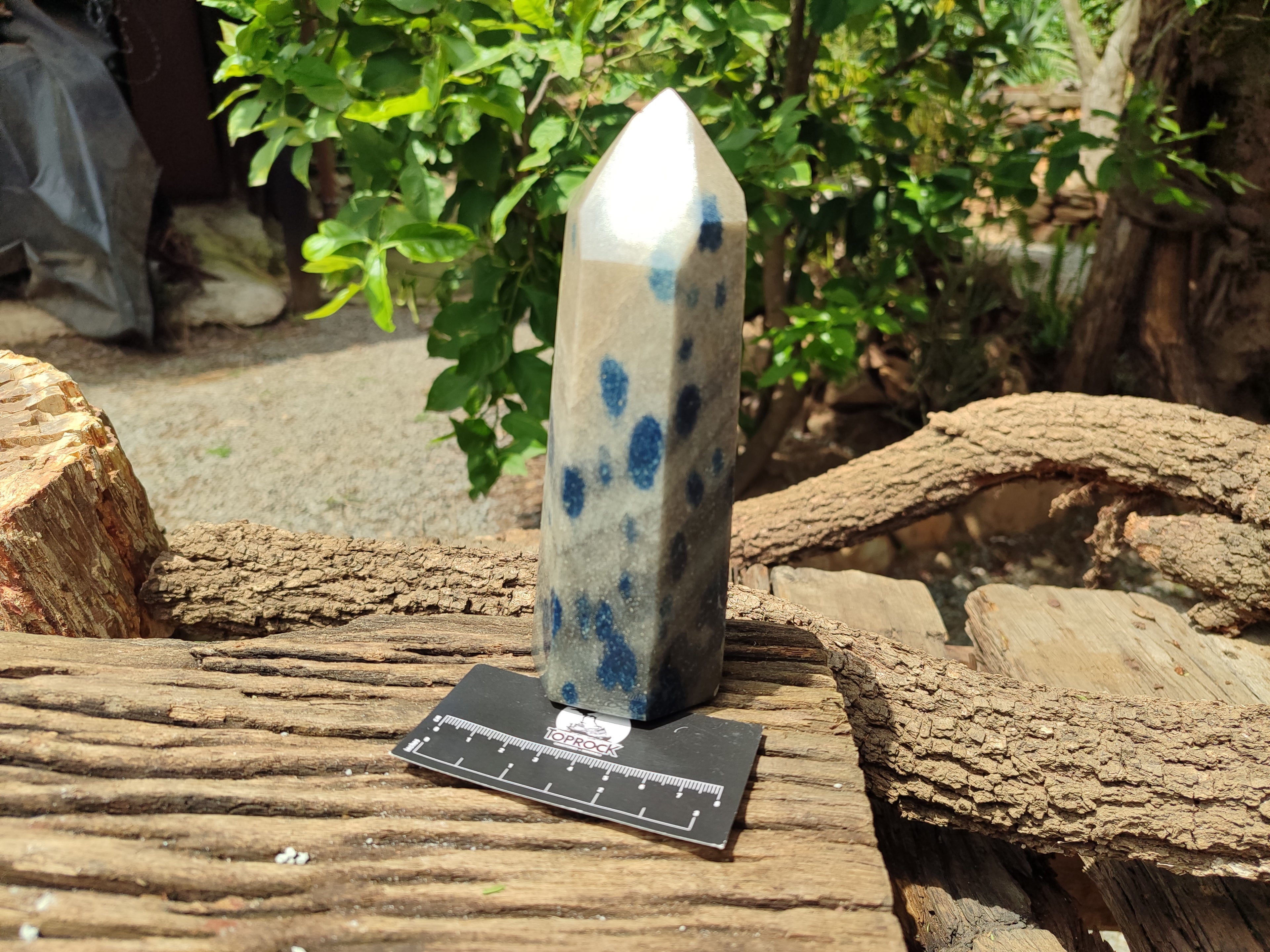 Polished Blue Spotted Spinel Quartz Points x 4 From Madagascar - Toprock Gemstones and Minerals 