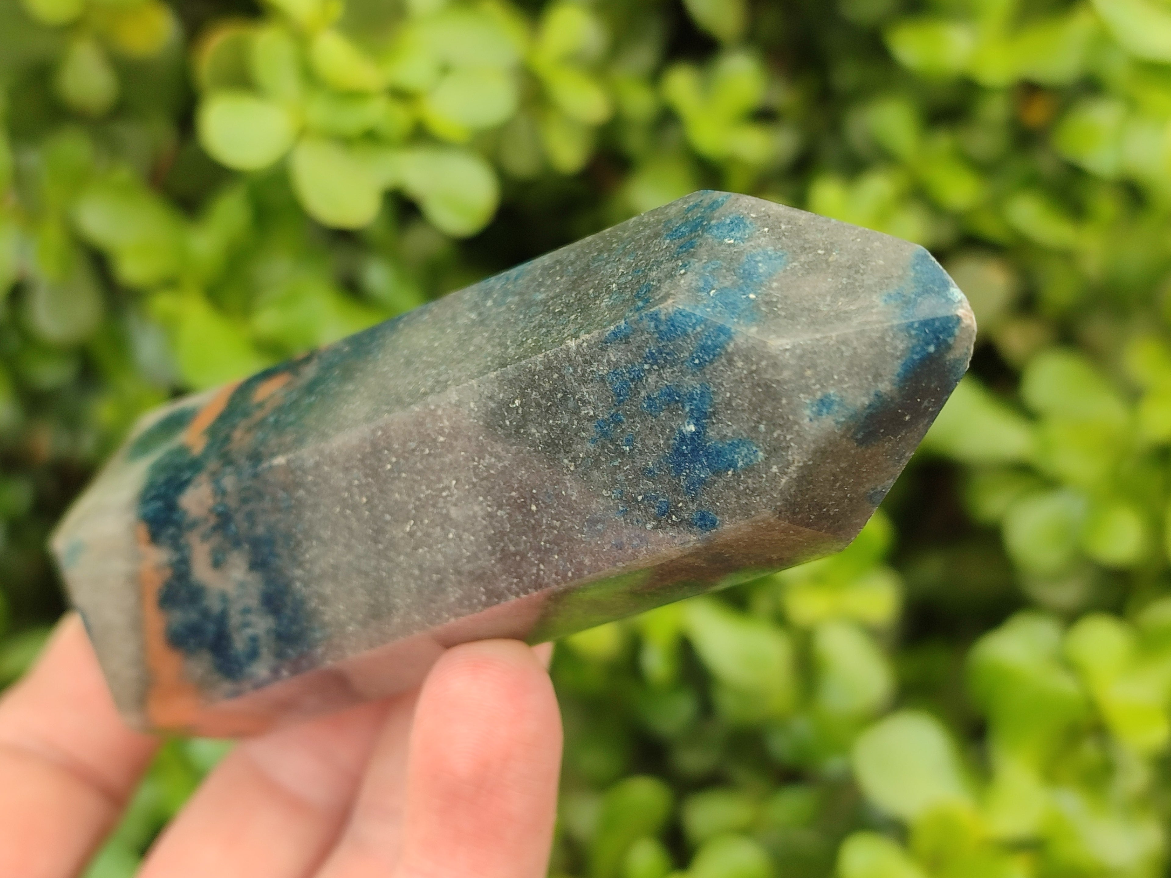 Polished Blue Spotted Spinel Quartz Points x 4 From Madagascar - Toprock Gemstones and Minerals 