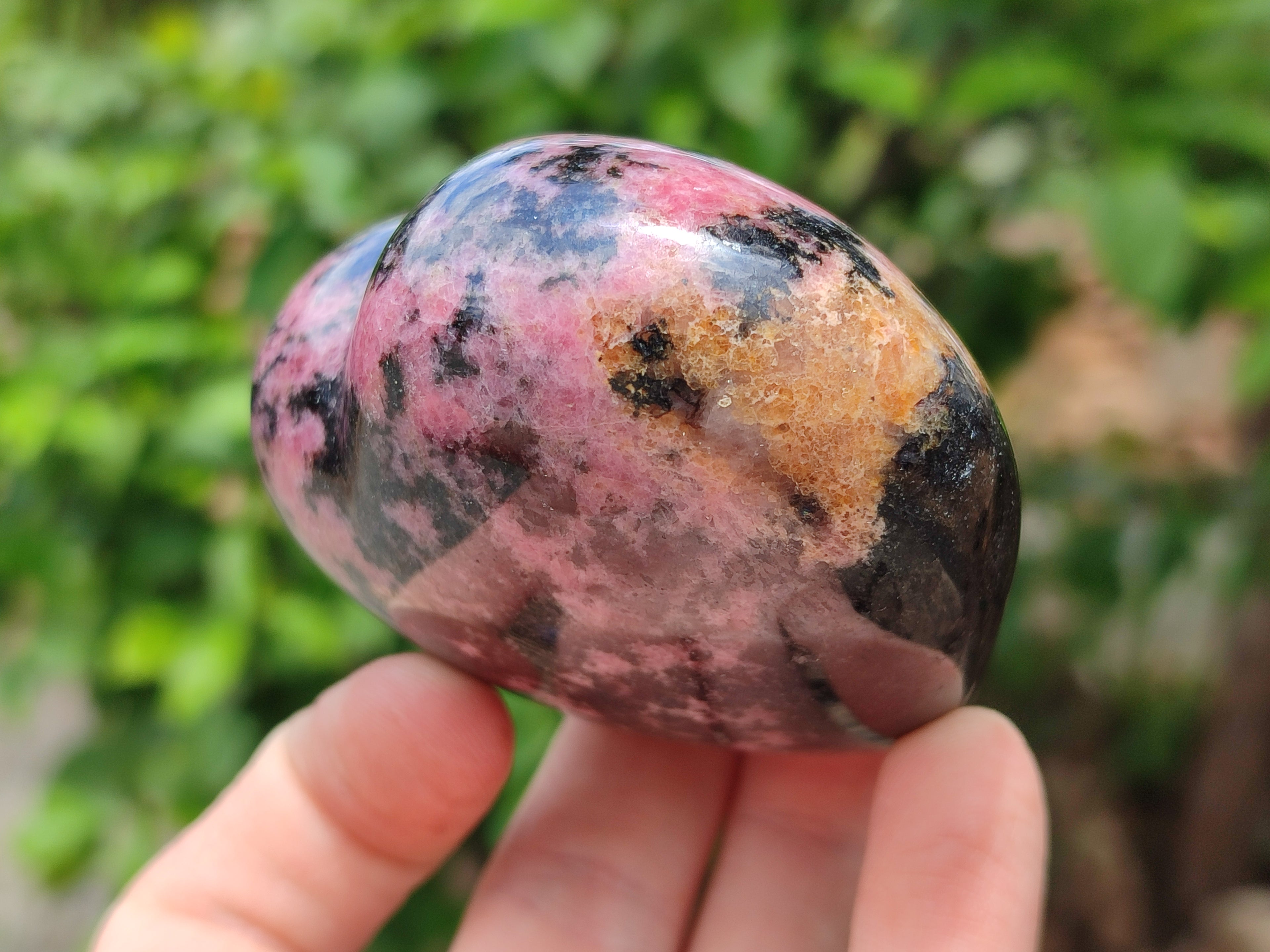 Polished Rhodonite Hearts x 4 From Ambindavato, Madagascar - Toprock Gemstones and Minerals 