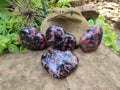 Polished Rhodonite Hearts x 4 From Ambindavato, Madagascar - Toprock Gemstones and Minerals 