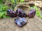 Polished Rhodonite Hearts x 4 From Ambindavato, Madagascar - Toprock Gemstones and Minerals 