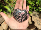 Polished Rhodonite Hearts x 4 From Ambindavato, Madagascar - Toprock Gemstones and Minerals 