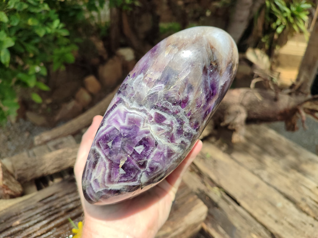 Polished XL Chevron Amethyst Standing Free Form x 1 from Zambia - Toprock Gemstones and Minerals 