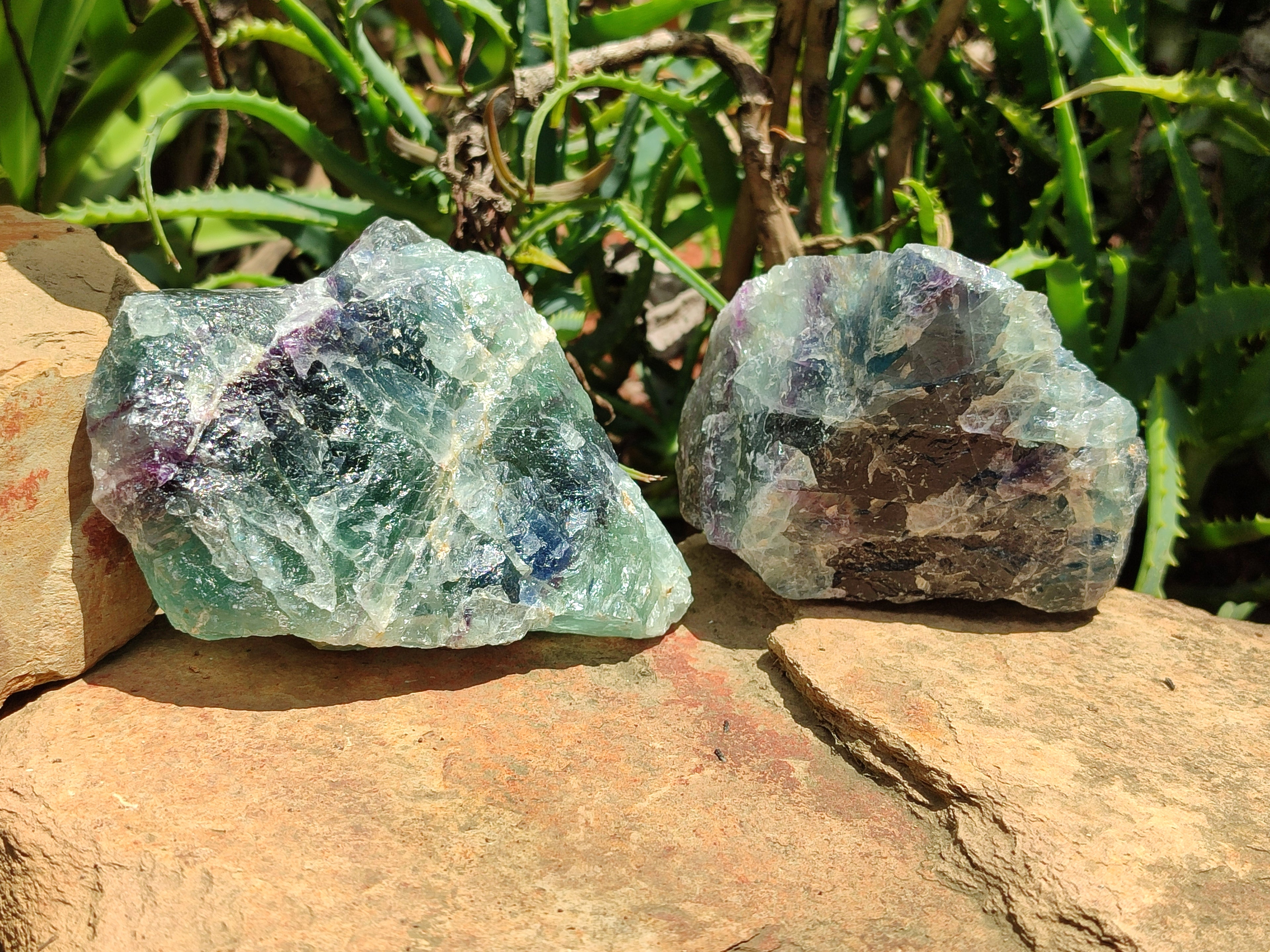 Natural Watermelon Fluorite Cobbed Specimens x 4 From Uis, Namibia - Toprock Gemstones and Minerals 