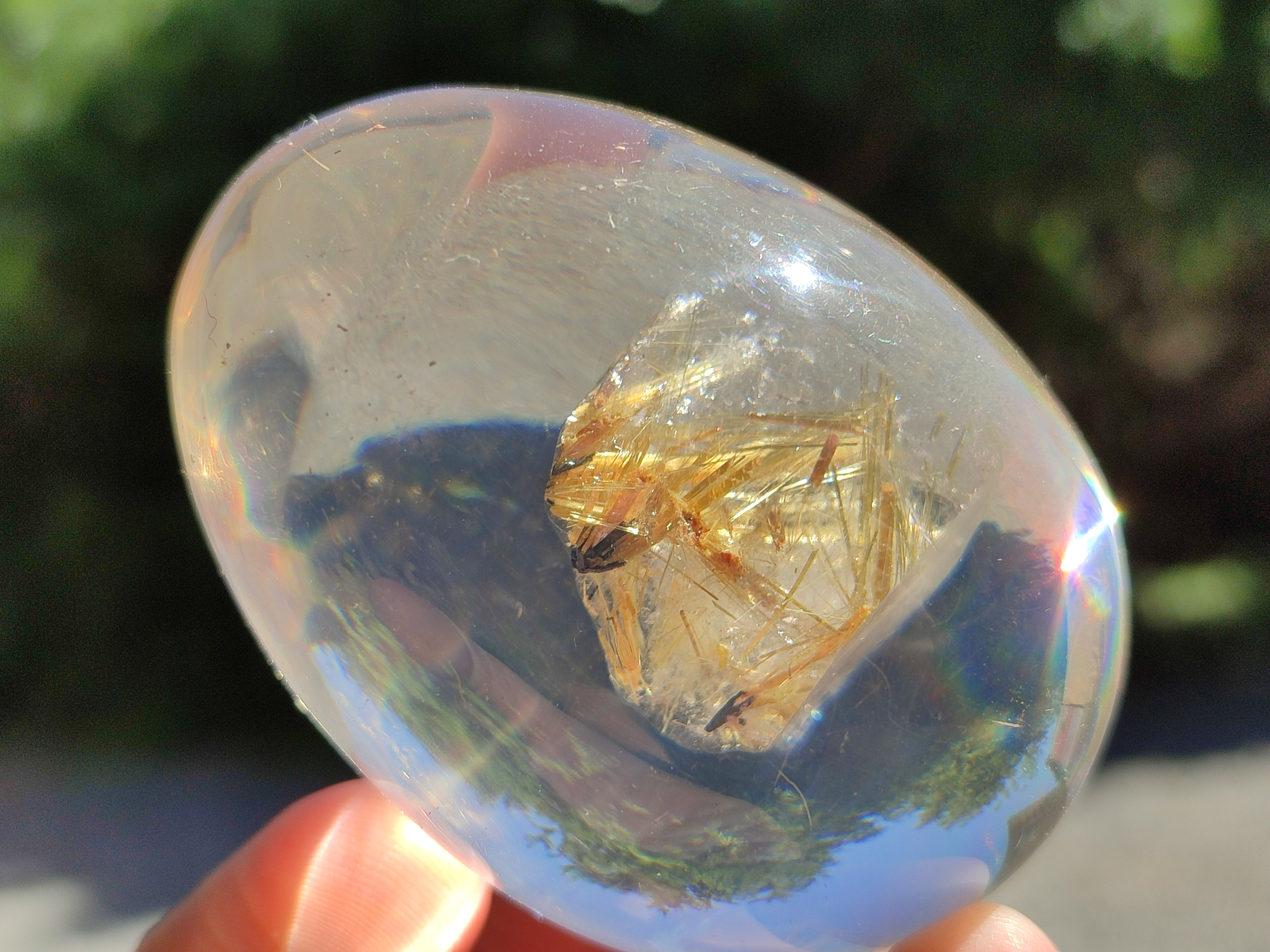 Polished Extra Rare 1980's Rutile Quartz In Resin Egg - Sold Per Item - From Brazil - Toprock Gemstones and Minerals 