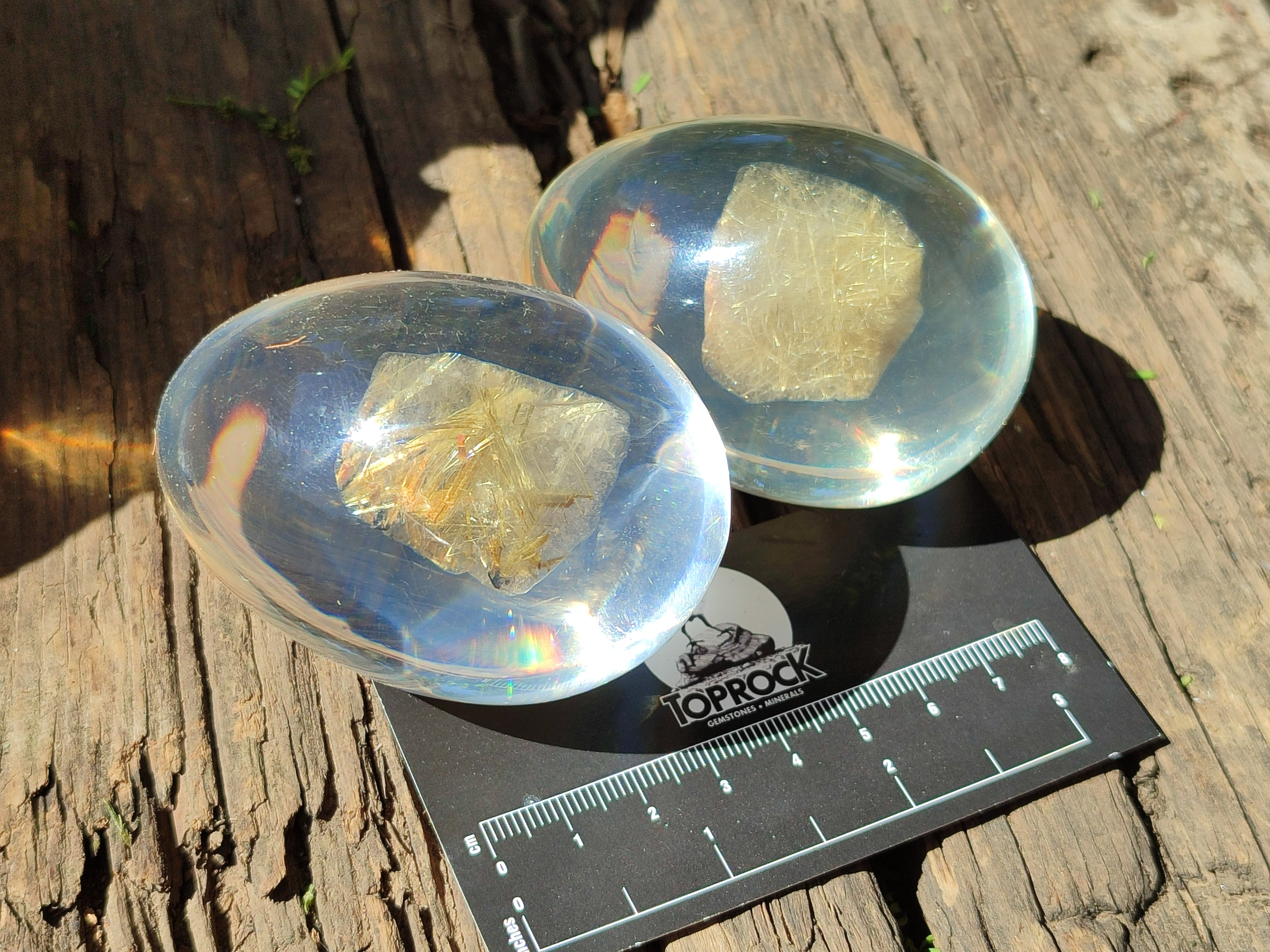 Polished Extra Rare 1980's Rutile Quartz In Resin Egg - Sold Per Item - From Brazil - Toprock Gemstones and Minerals 