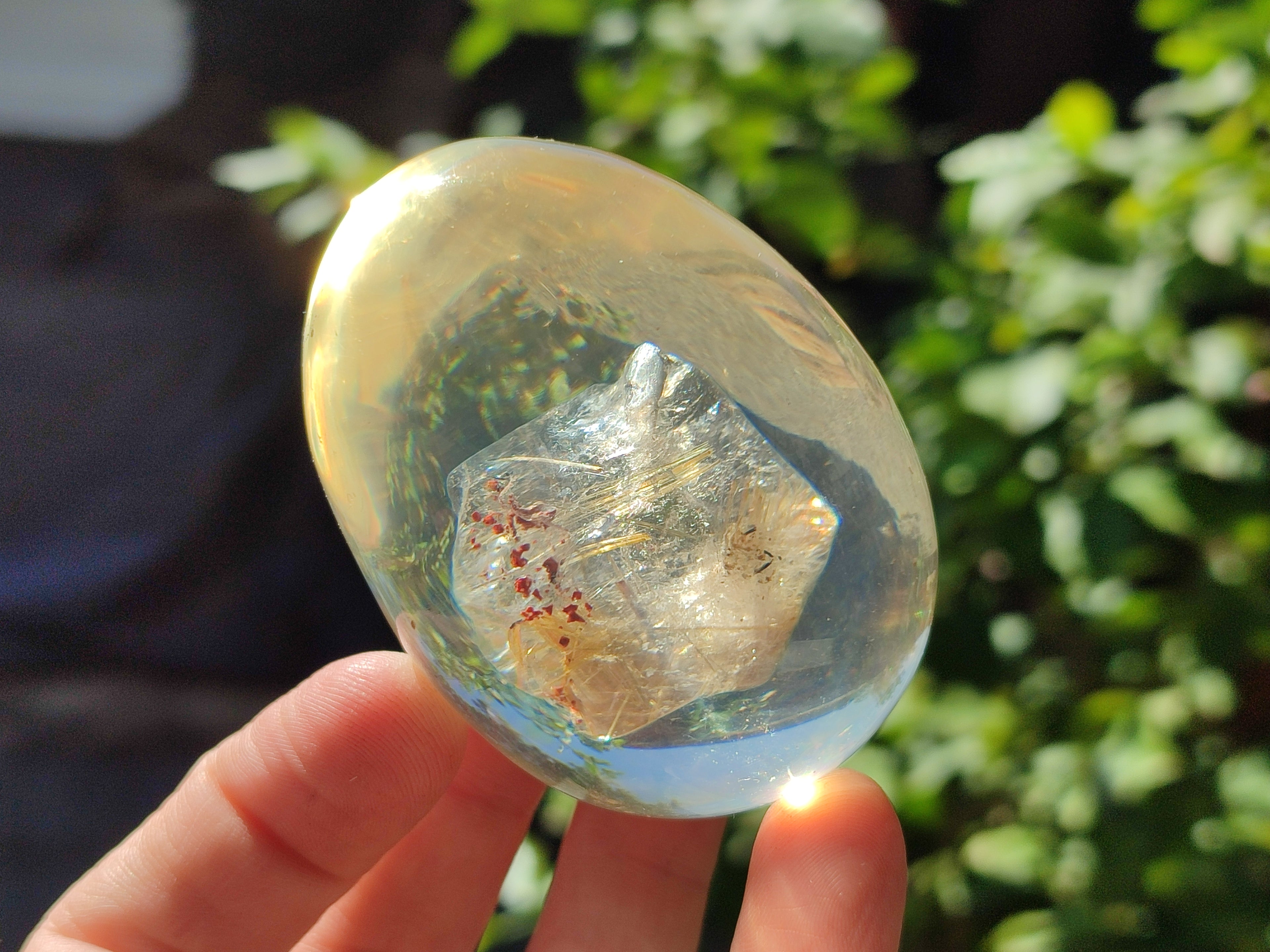 Polished Extra Rare 1980's Rutile Quartz In Resin Egg - Sold Per Item - From Brazil - Toprock Gemstones and Minerals 