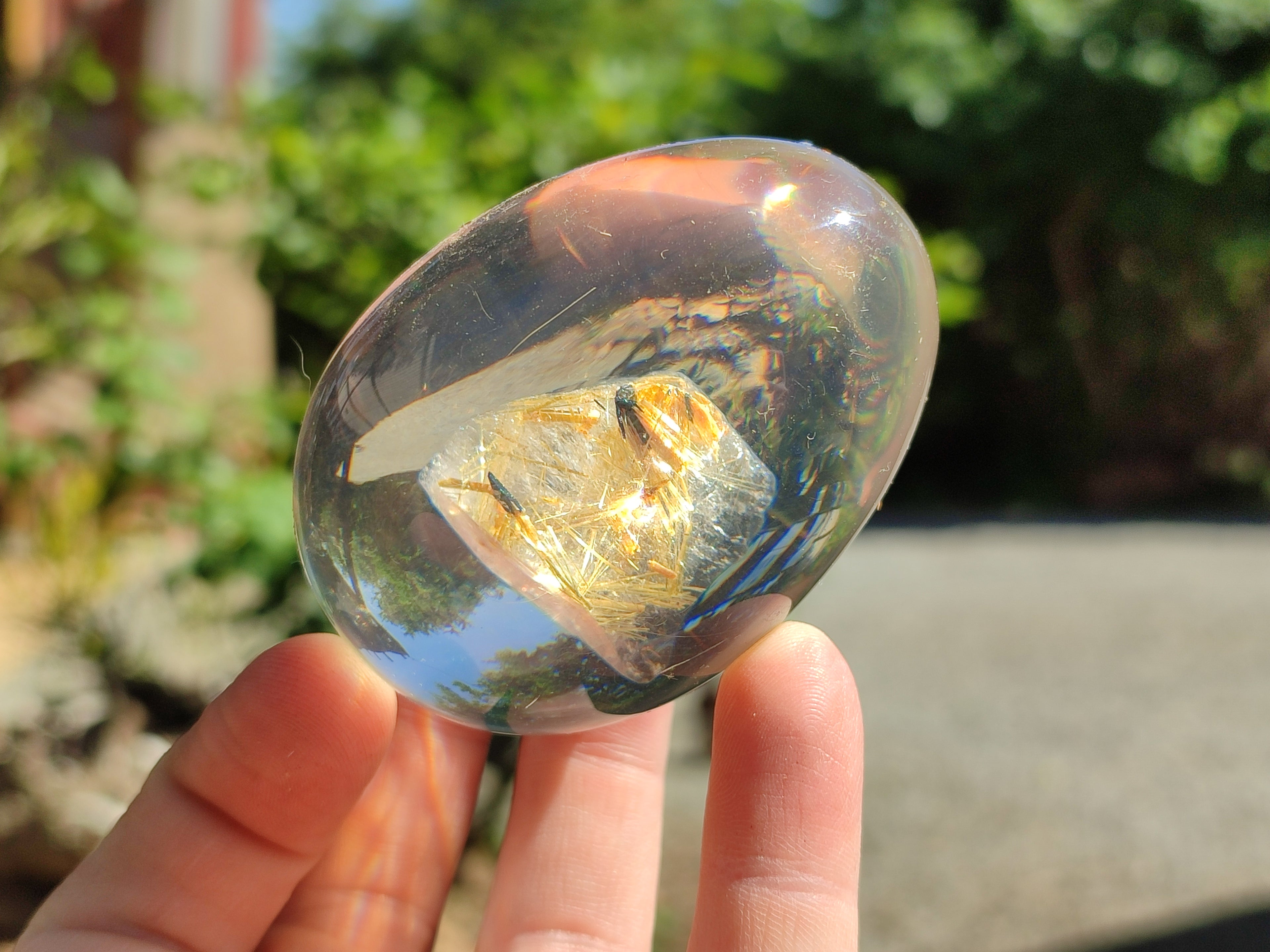 Polished Extra Rare 1980's Rutile Quartz In Resin Egg - Sold Per Item - From Brazil - Toprock Gemstones and Minerals 