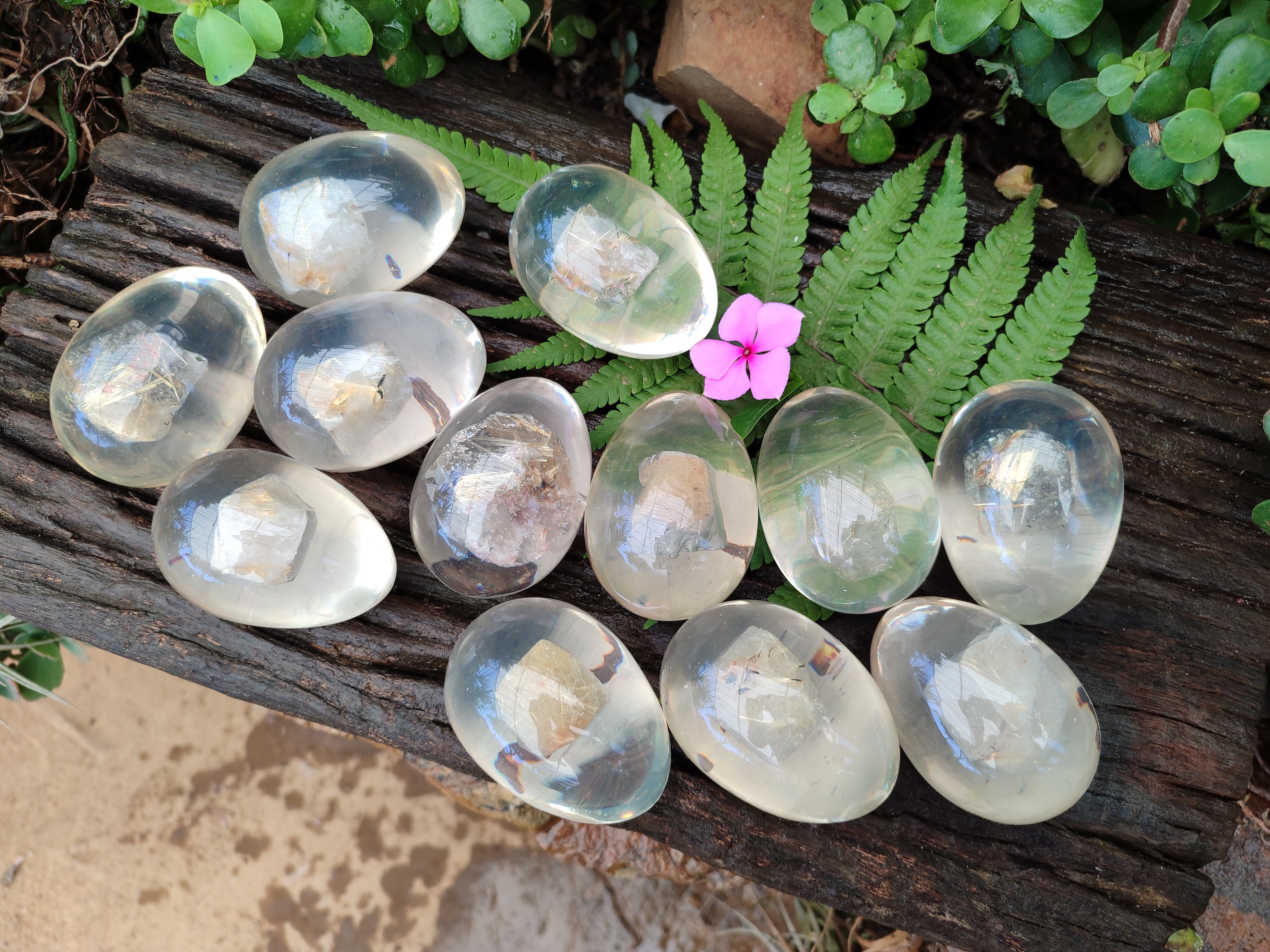 Polished Extra Rare 1980's Rutile Quartz In Resin Egg - Sold Per Item - From Brazil - Toprock Gemstones and Minerals 