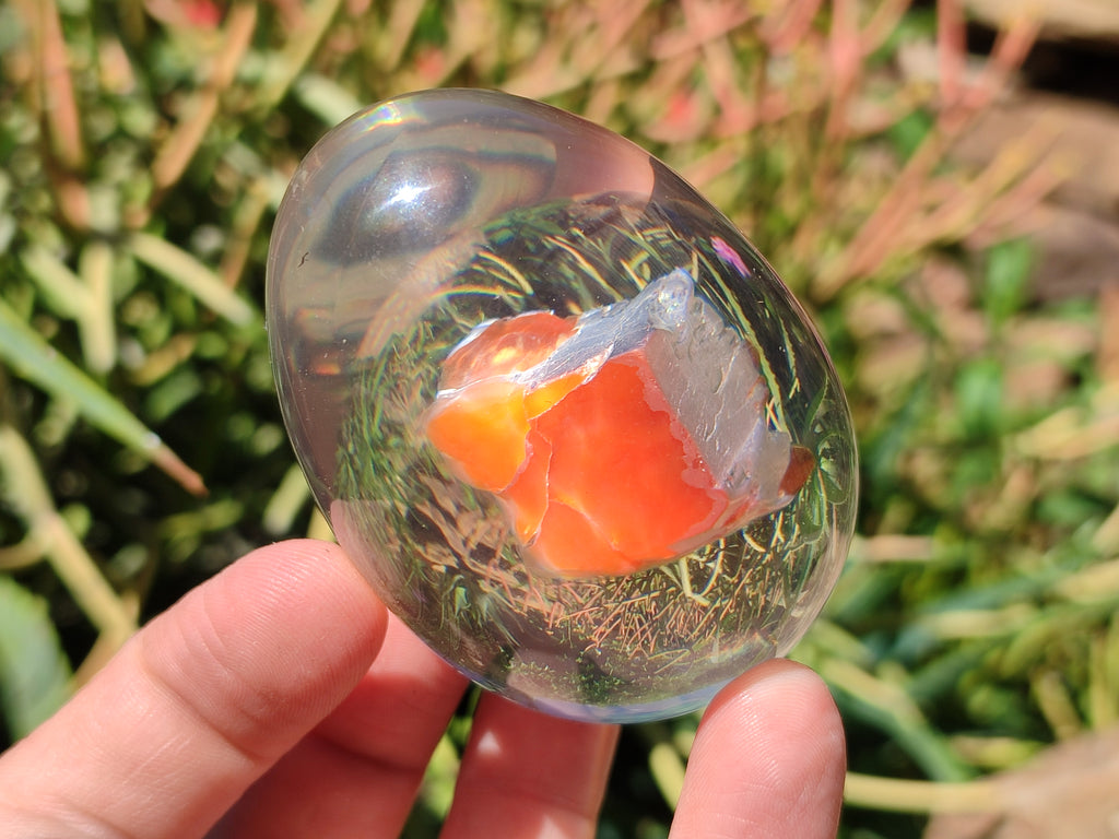 Polished Carnelian In Resin Egg - Sold Per Item - From Madagascar - Toprock Gemstones and Minerals 