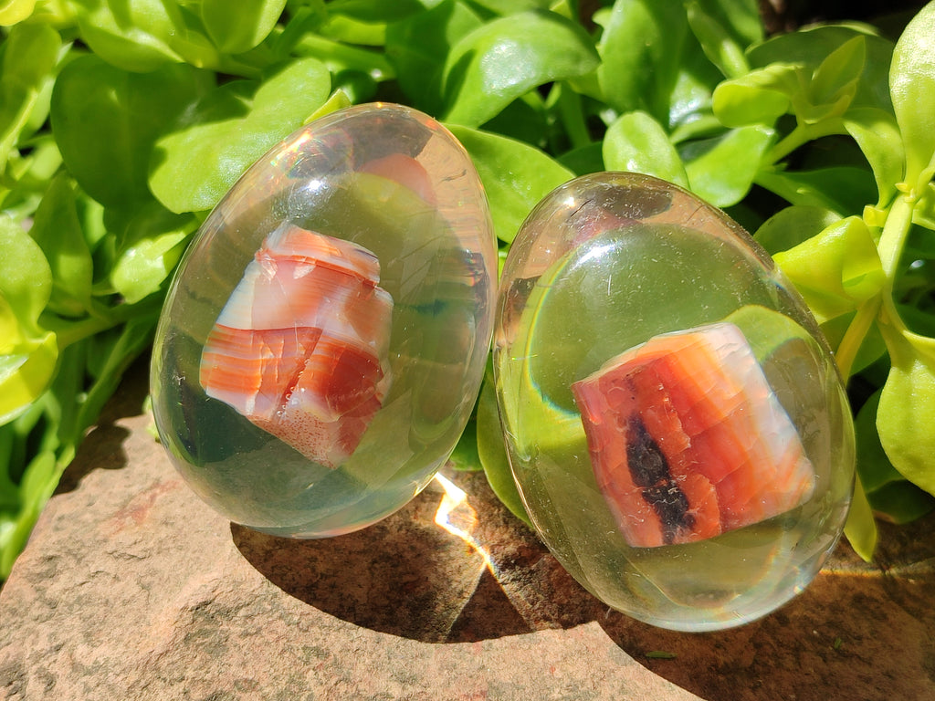 Polished Carnelian In Resin Egg - Sold Per Item - From Madagascar - Toprock Gemstones and Minerals 