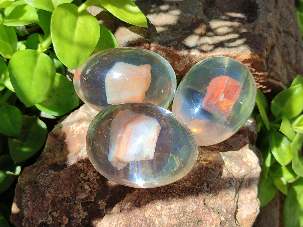 Polished Carnelian In Resin Egg - Sold Per Item - From Madagascar - Toprock Gemstones and Minerals 