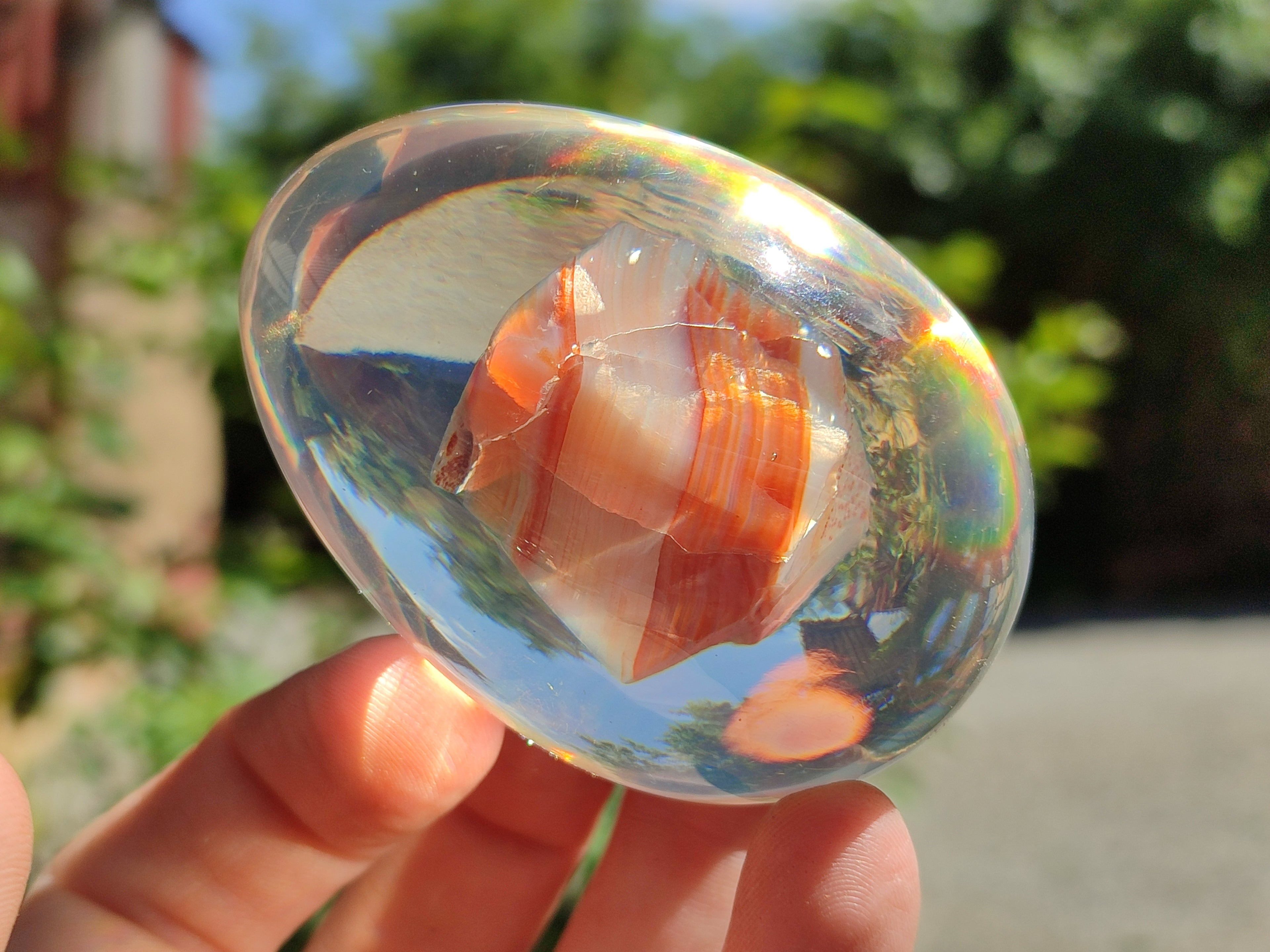 Polished Carnelian In Resin Egg - Sold Per Item - From Madagascar - Toprock Gemstones and Minerals 