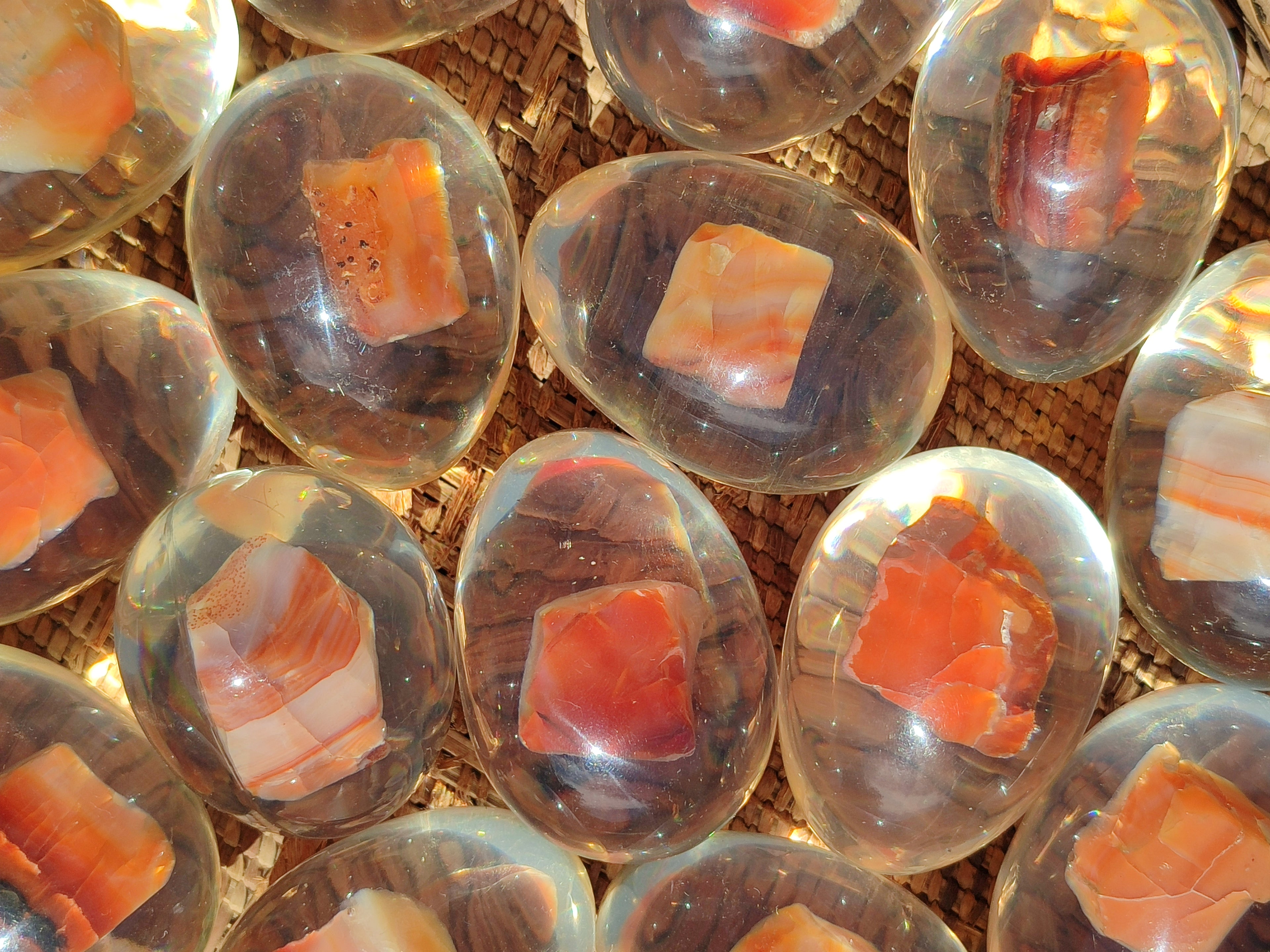 Polished Carnelian In Resin Egg - Sold Per Item - From Madagascar - Toprock Gemstones and Minerals 