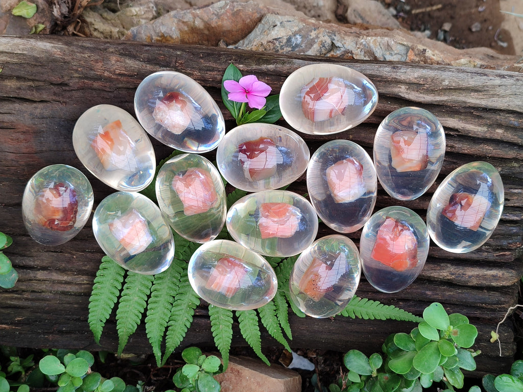 Polished Carnelian In Resin Egg - Sold Per Item - From Madagascar - Toprock Gemstones and Minerals 