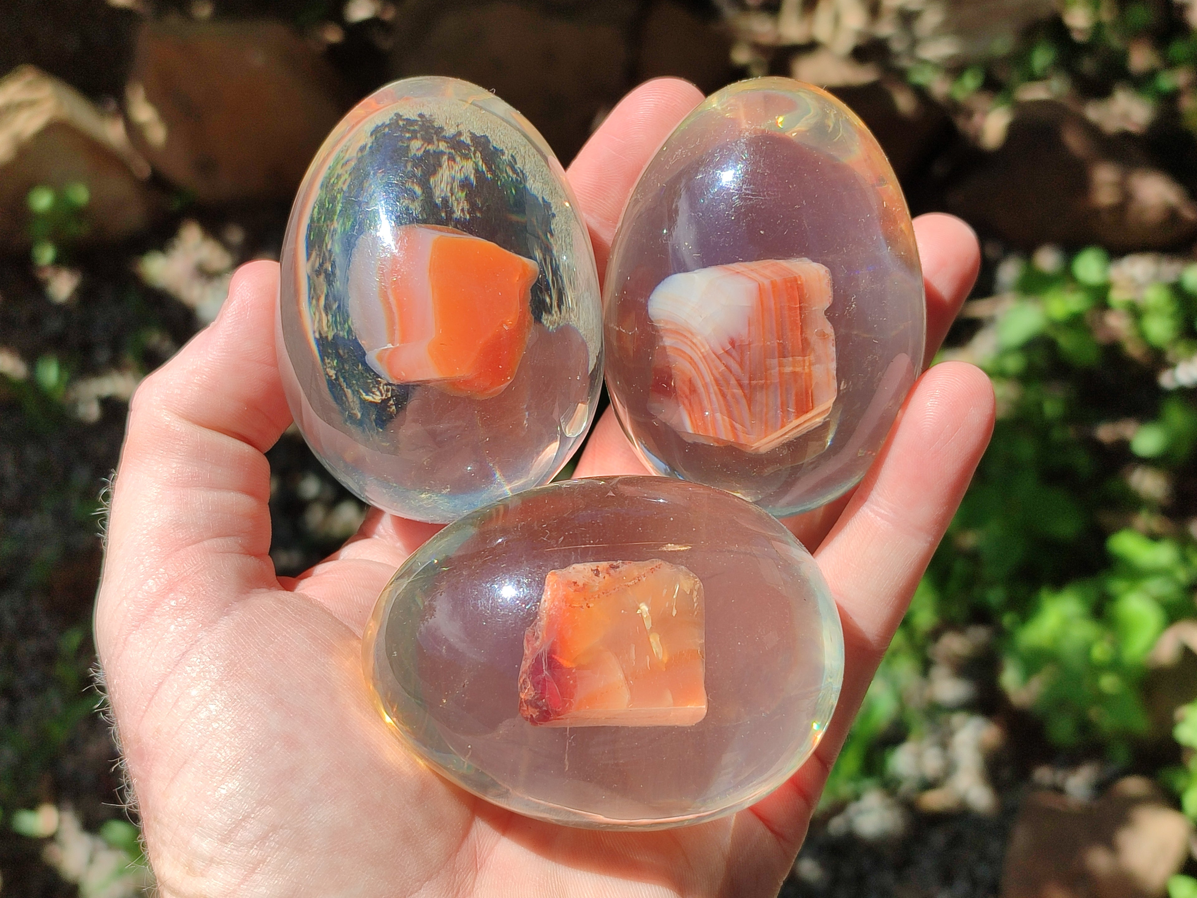 Polished Carnelian In Resin Egg - Sold Per Item - From Madagascar - Toprock Gemstones and Minerals 