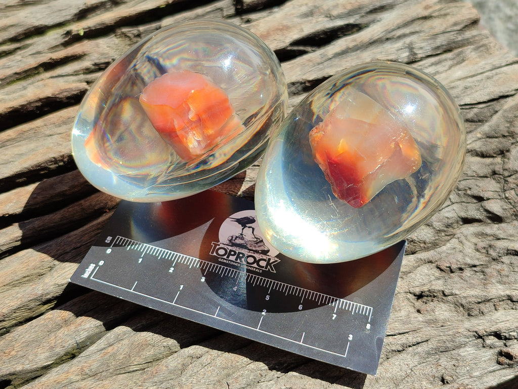 Polished Carnelian In Resin Egg - Sold Per Item - From Madagascar - Toprock Gemstones and Minerals 