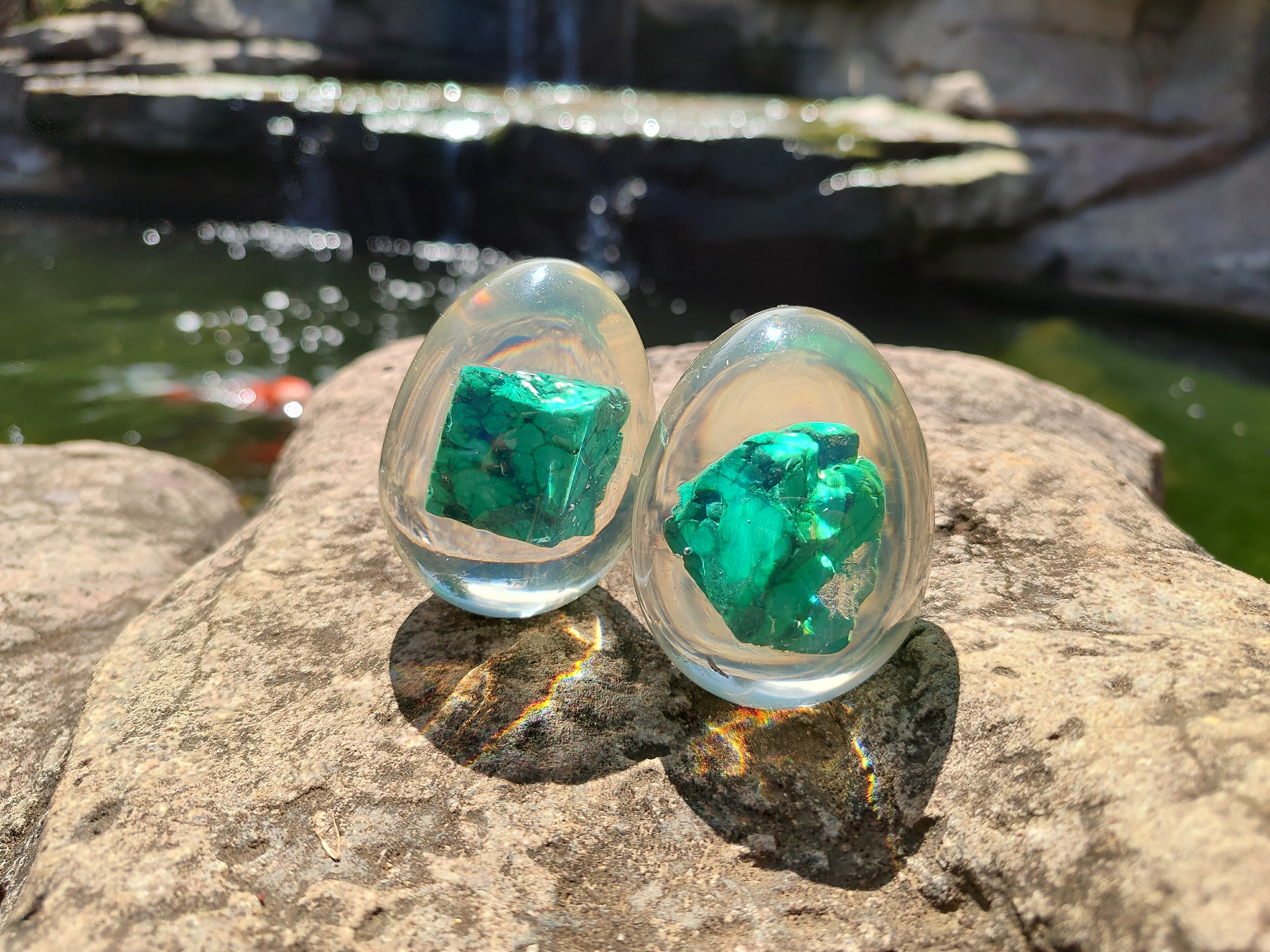 Polished Malachite In Resin Egg - Sold Per Item - From Congo - Toprock Gemstones and Minerals 