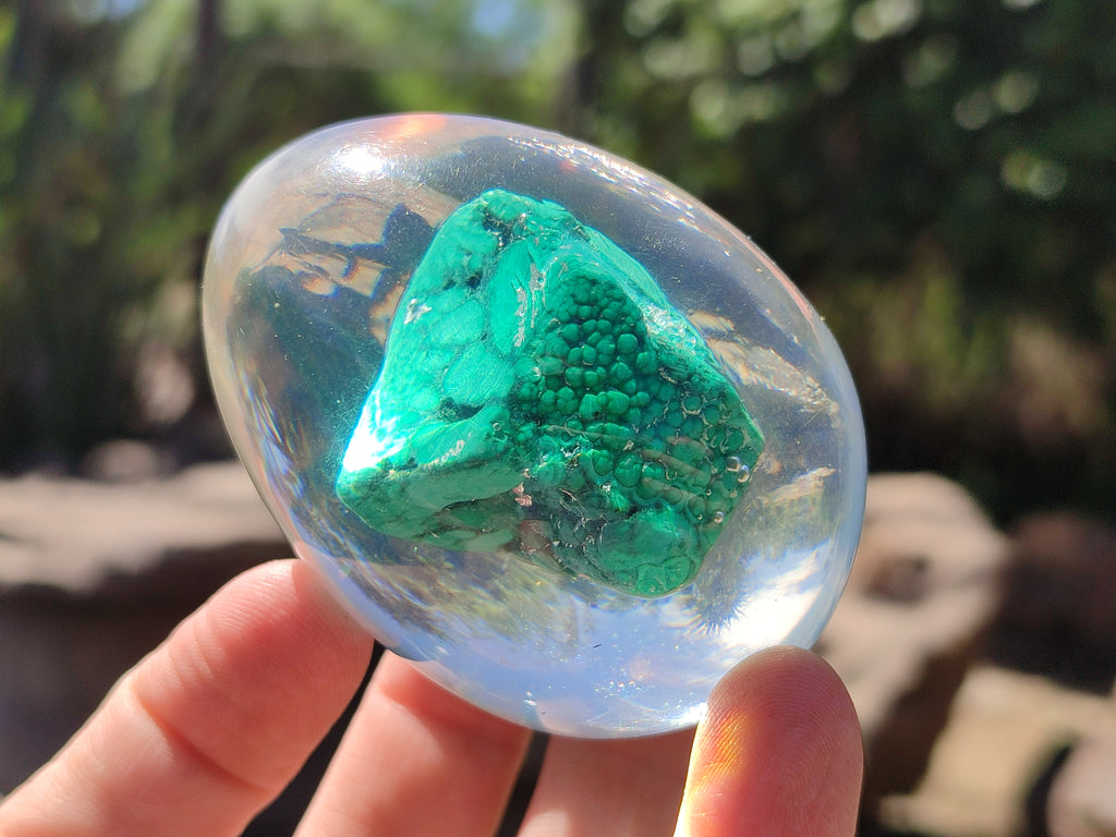 Polished Malachite In Resin Egg - Sold Per Item - From Congo - Toprock Gemstones and Minerals 