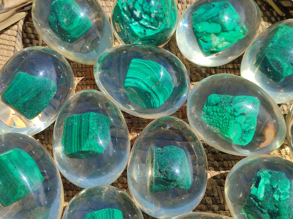 Polished Malachite In Resin Egg - Sold Per Item - From Congo - Toprock Gemstones and Minerals 