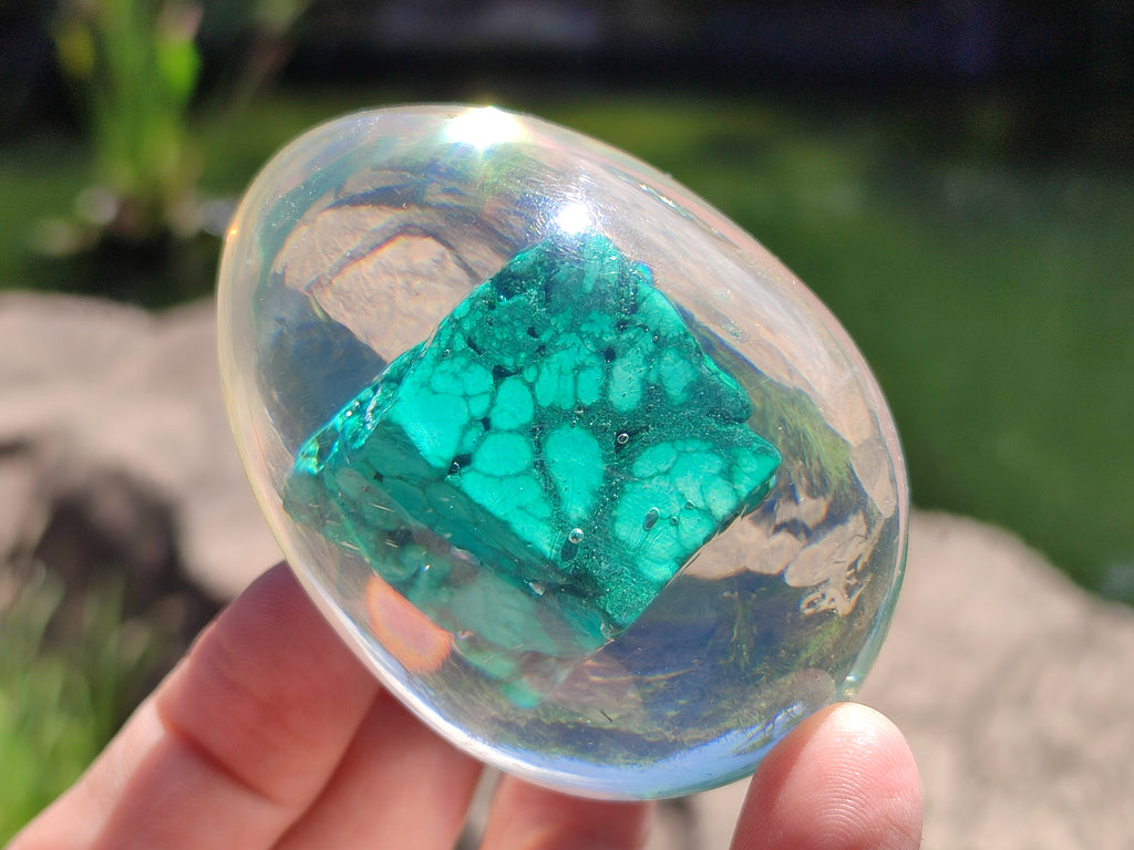 Polished Malachite In Resin Egg - Sold Per Item - From Congo - Toprock Gemstones and Minerals 