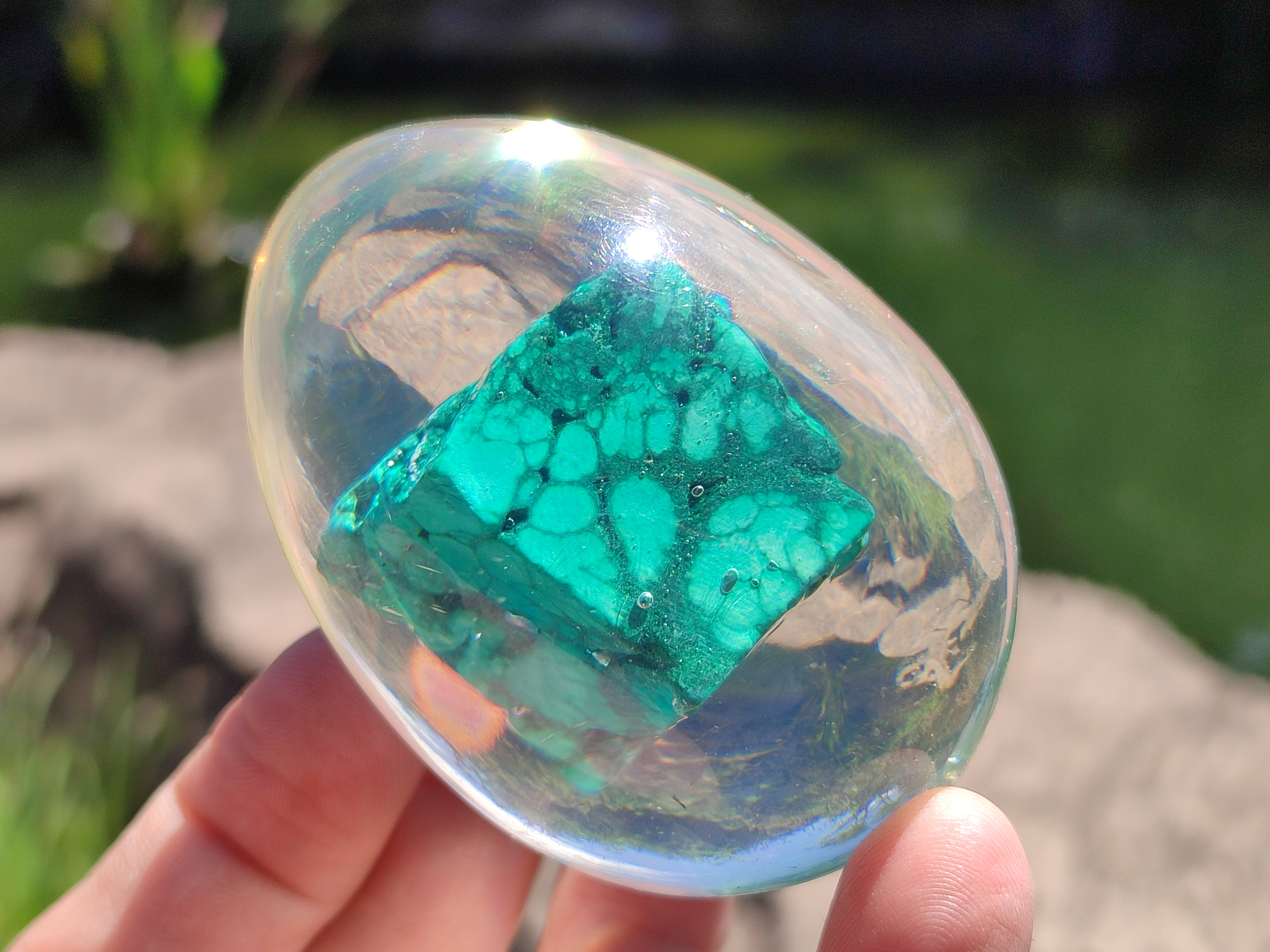 Polished Malachite In Resin Egg - Sold Per Item - From Congo - Toprock Gemstones and Minerals 