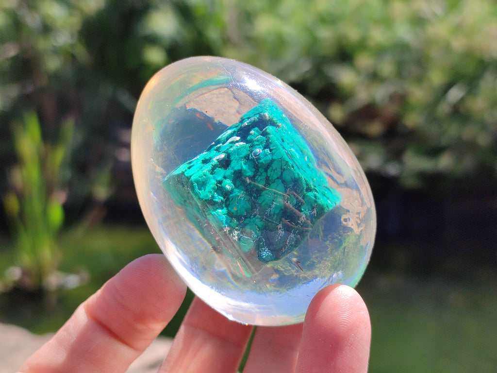 Polished Malachite In Resin Egg - Sold Per Item - From Congo - Toprock Gemstones and Minerals 