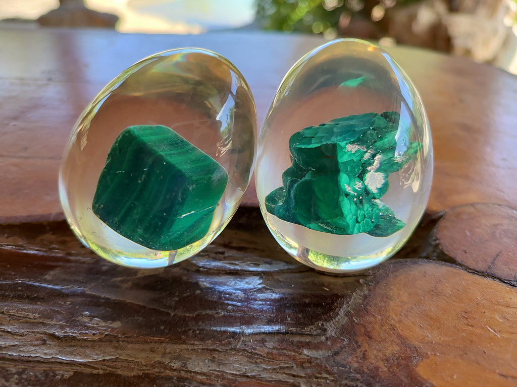 Polished Malachite In Resin Egg - Sold Per Item - From Congo - Toprock Gemstones and Minerals 