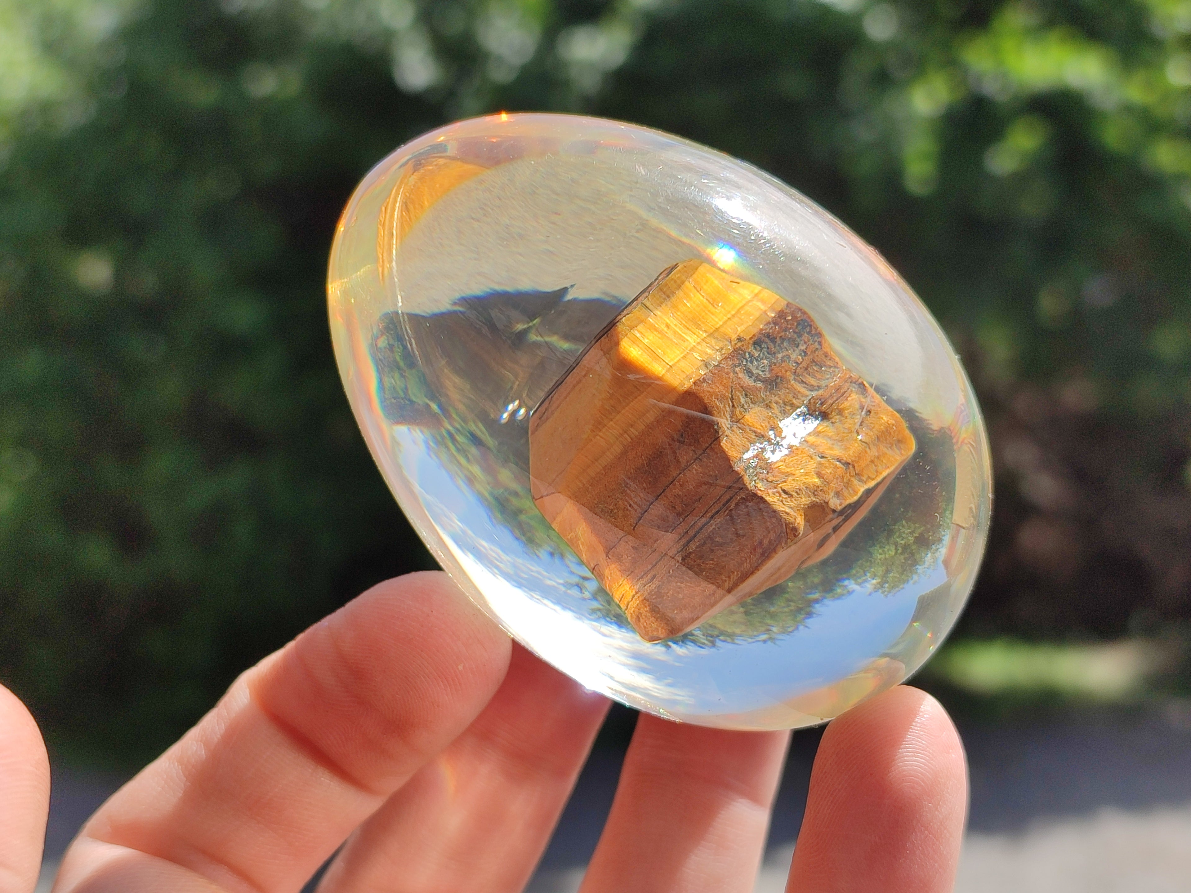 Polished Golden Tigers Eye In Resin Egg - Sold Per Item - From Northern Cape, South Africa - Toprock Gemstones and Minerals 