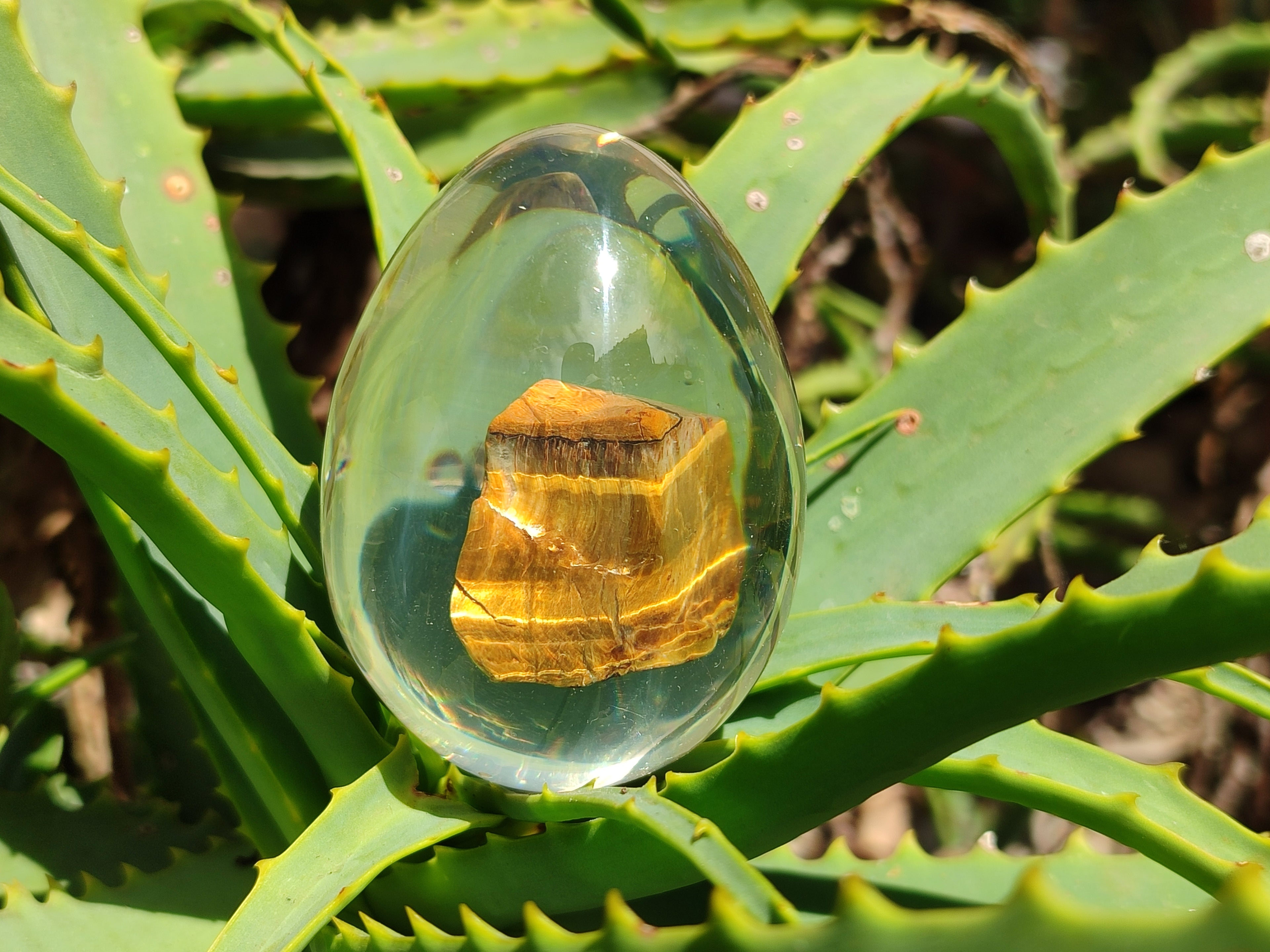 Polished Golden Tigers Eye In Resin Egg - Sold Per Item - From Northern Cape, South Africa - Toprock Gemstones and Minerals 