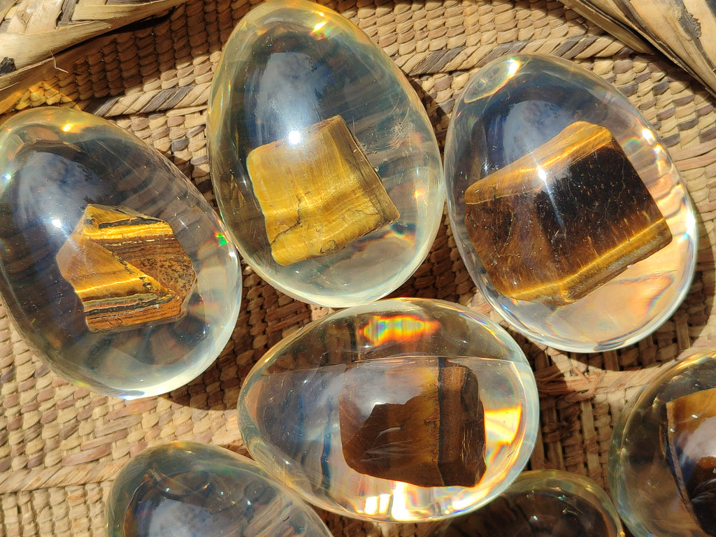Polished Golden Tigers Eye In Resin Egg - Sold Per Item - From Northern Cape, South Africa - Toprock Gemstones and Minerals 