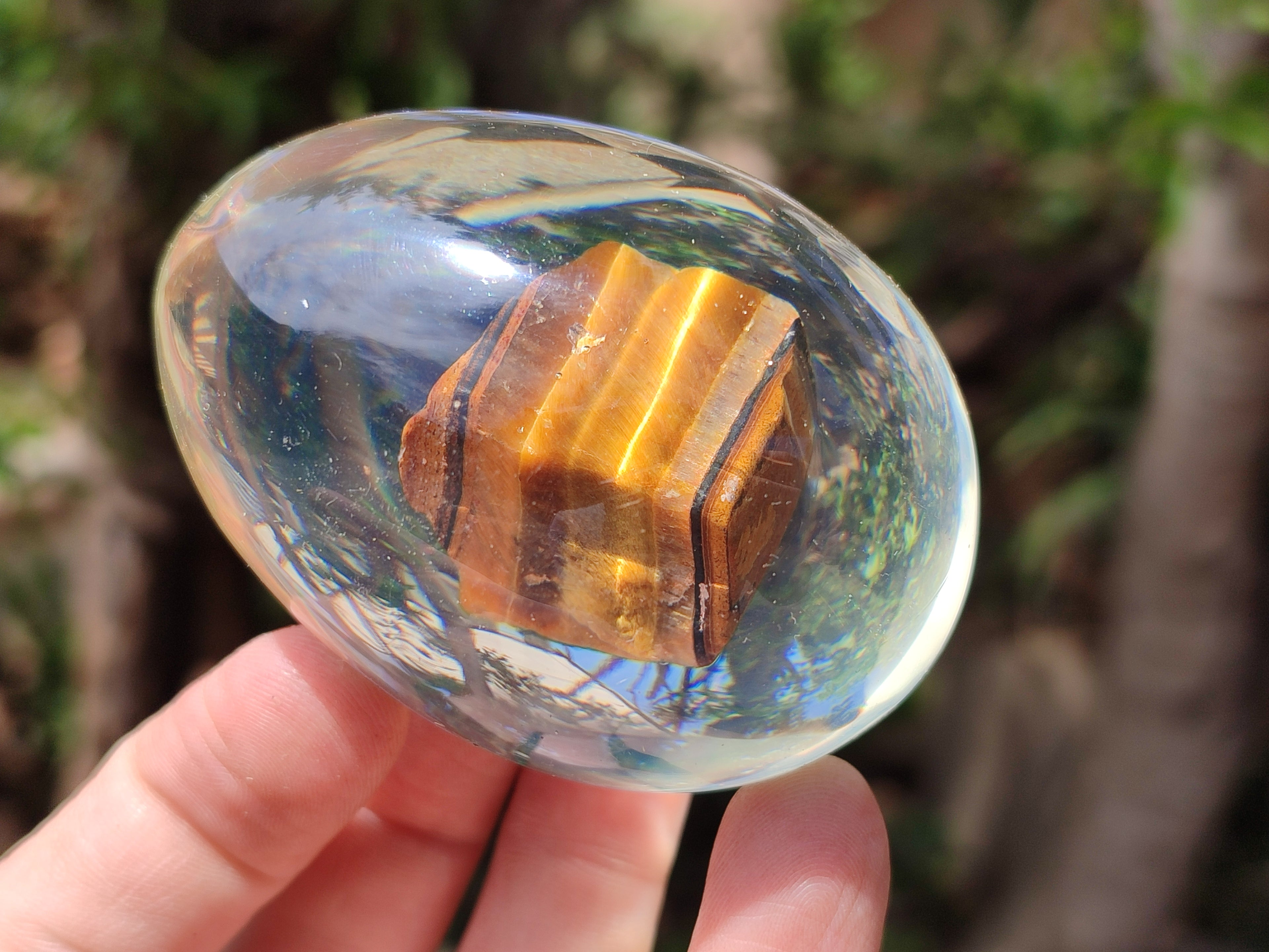 Polished Golden Tigers Eye In Resin Egg - Sold Per Item - From Northern Cape, South Africa - Toprock Gemstones and Minerals 