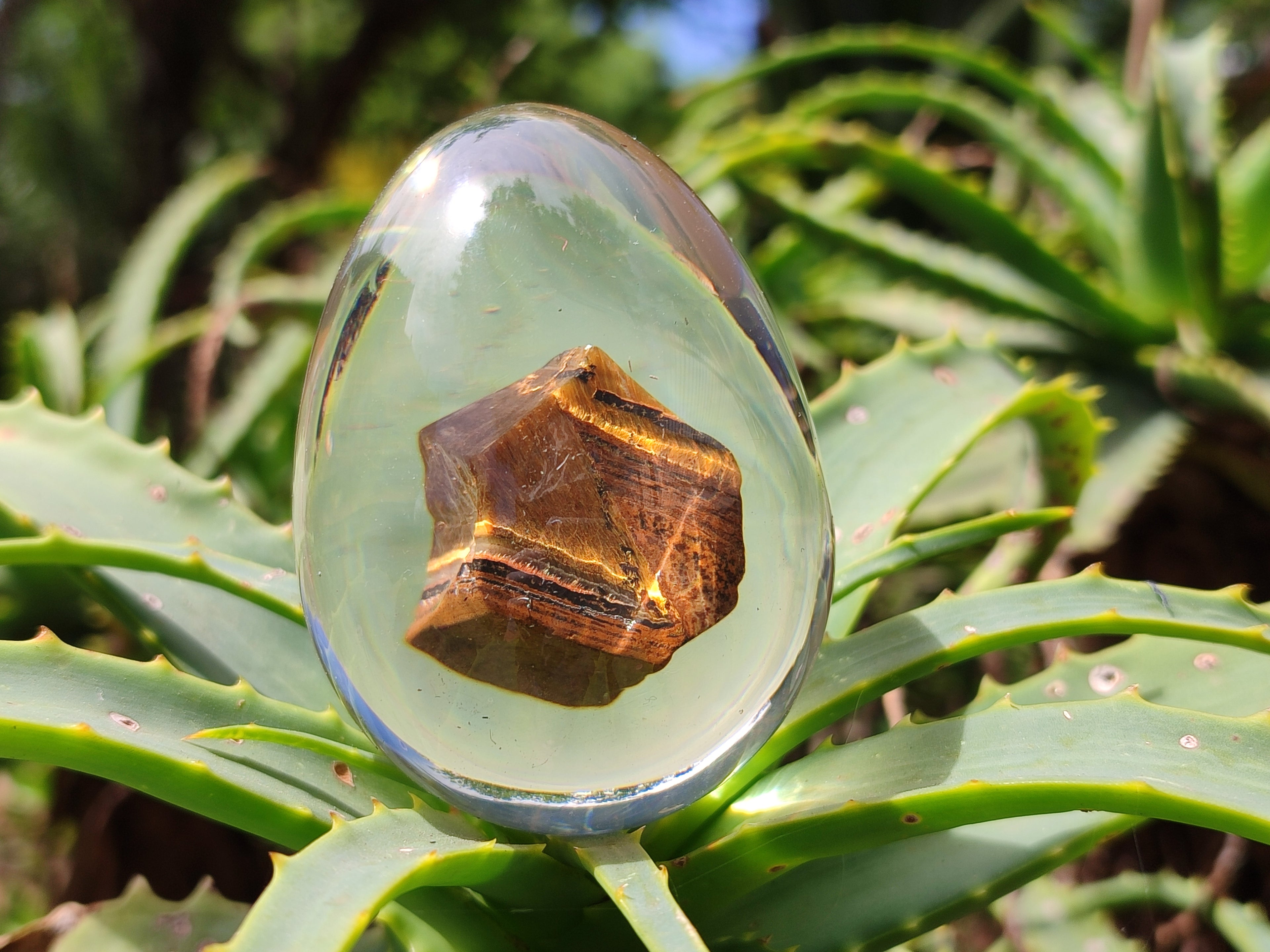 Polished Golden Tigers Eye In Resin Egg - Sold Per Item - From Northern Cape, South Africa - Toprock Gemstones and Minerals 
