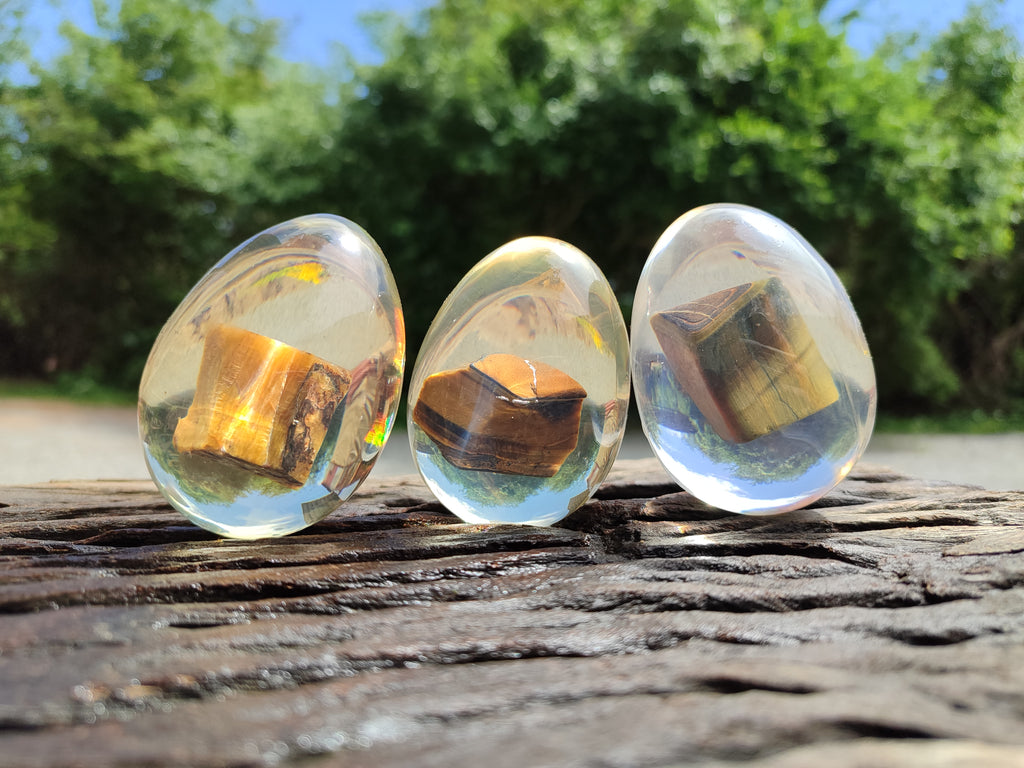 Polished Golden Tigers Eye In Resin Egg - Sold Per Item - From Northern Cape, South Africa - Toprock Gemstones and Minerals 