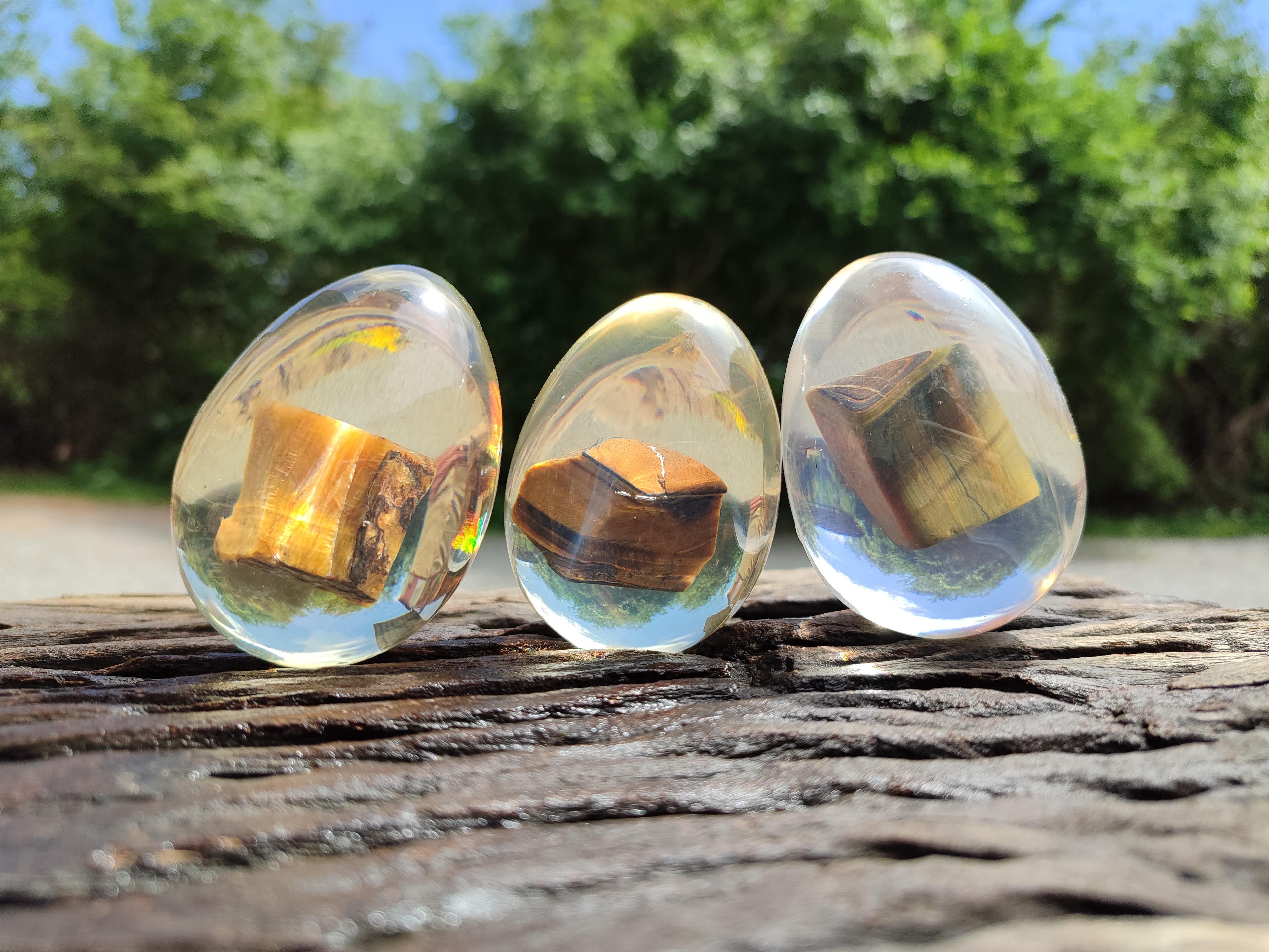 Polished Golden Tigers Eye In Resin Egg - Sold Per Item - From Northern Cape, South Africa - Toprock Gemstones and Minerals 