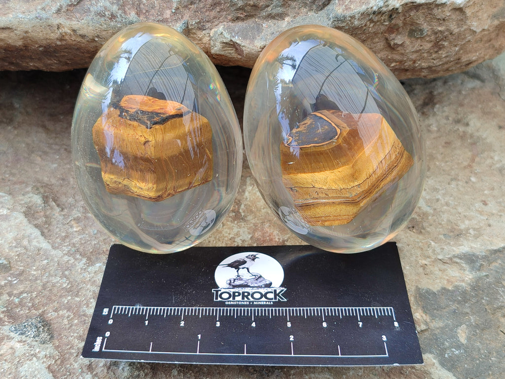 Polished Golden Tigers Eye In Resin Egg - Sold Per Item - From Northern Cape, South Africa - Toprock Gemstones and Minerals 