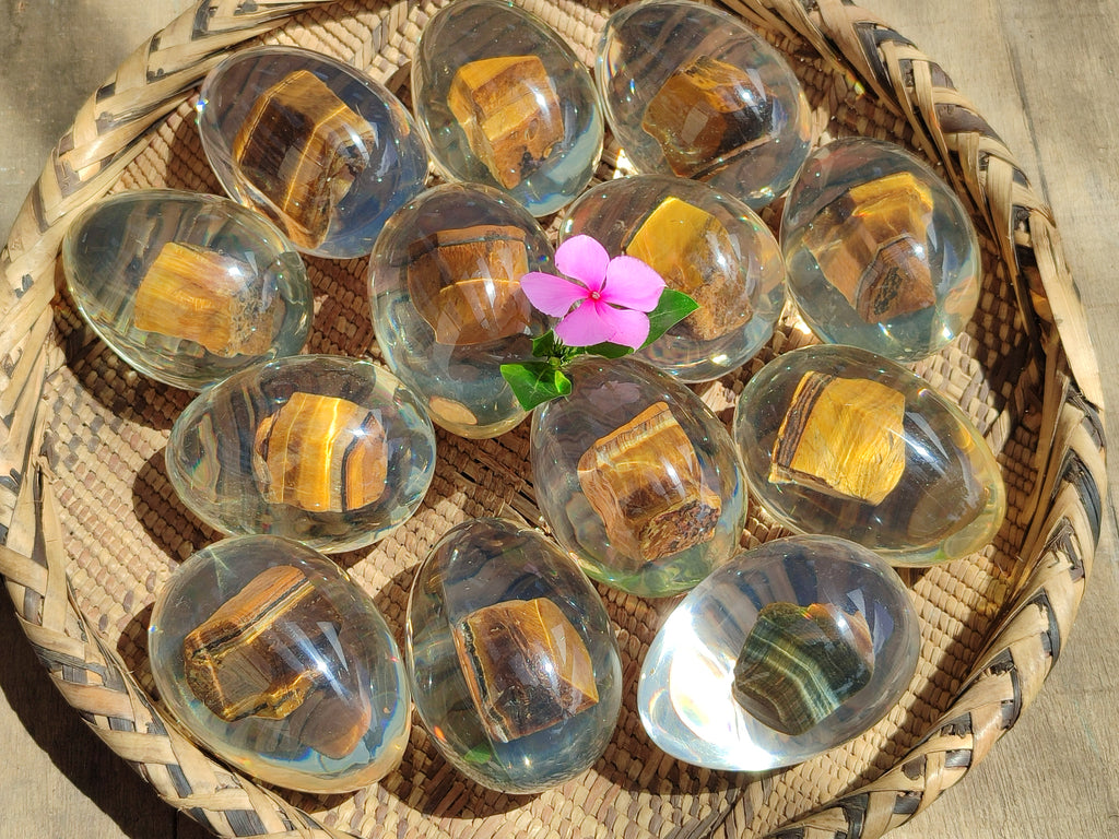 Polished Golden Tigers Eye In Resin Egg - Sold Per Item - From Northern Cape, South Africa - Toprock Gemstones and Minerals 