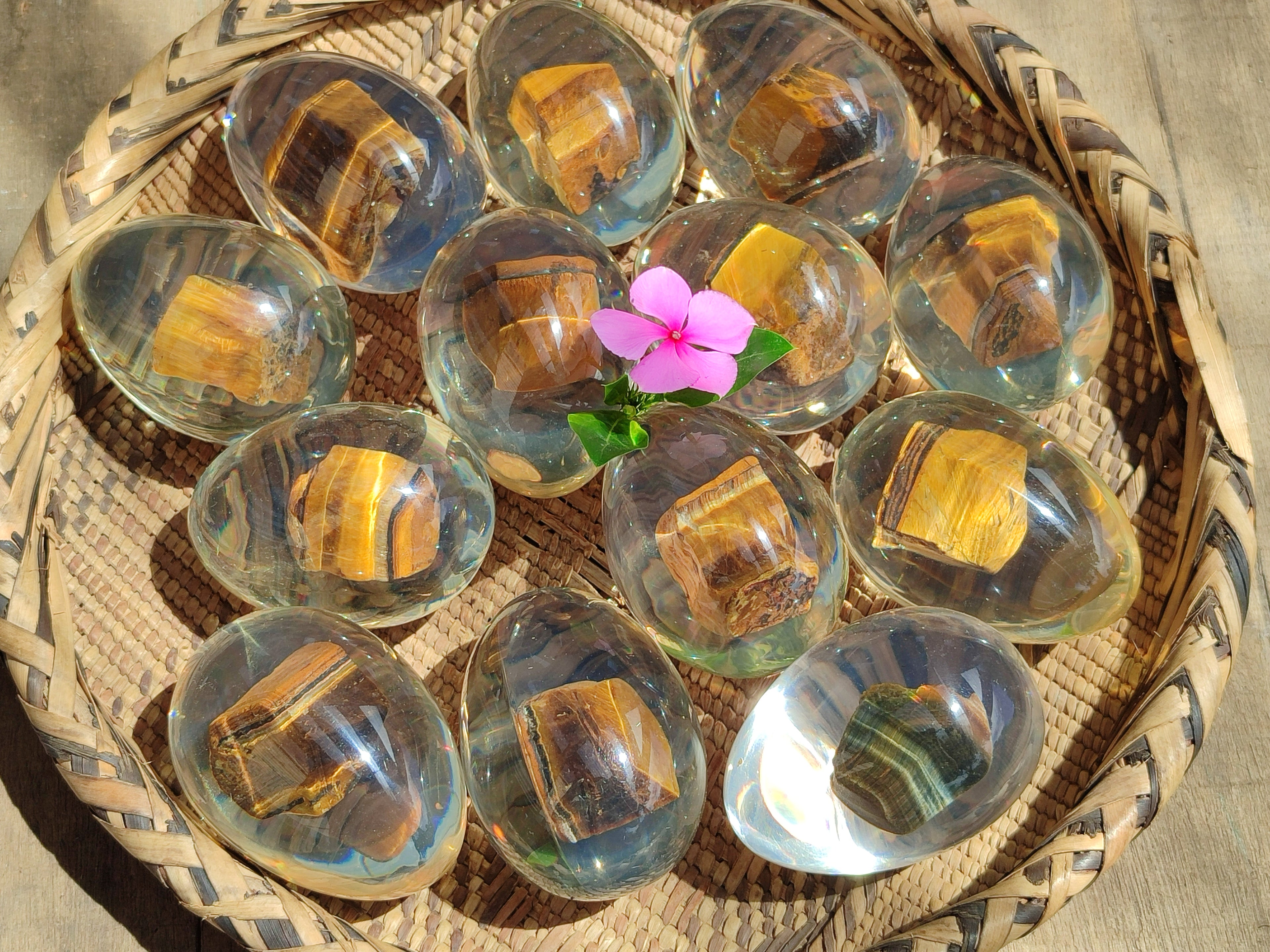 Polished Golden Tigers Eye In Resin Egg - Sold Per Item - From Northern Cape, South Africa - Toprock Gemstones and Minerals 