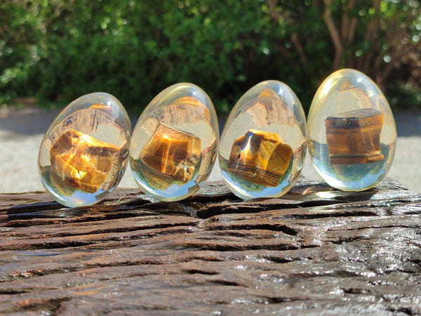 Polished Golden Tigers Eye In Resin Egg - Sold Per Item - From Northern Cape, South Africa