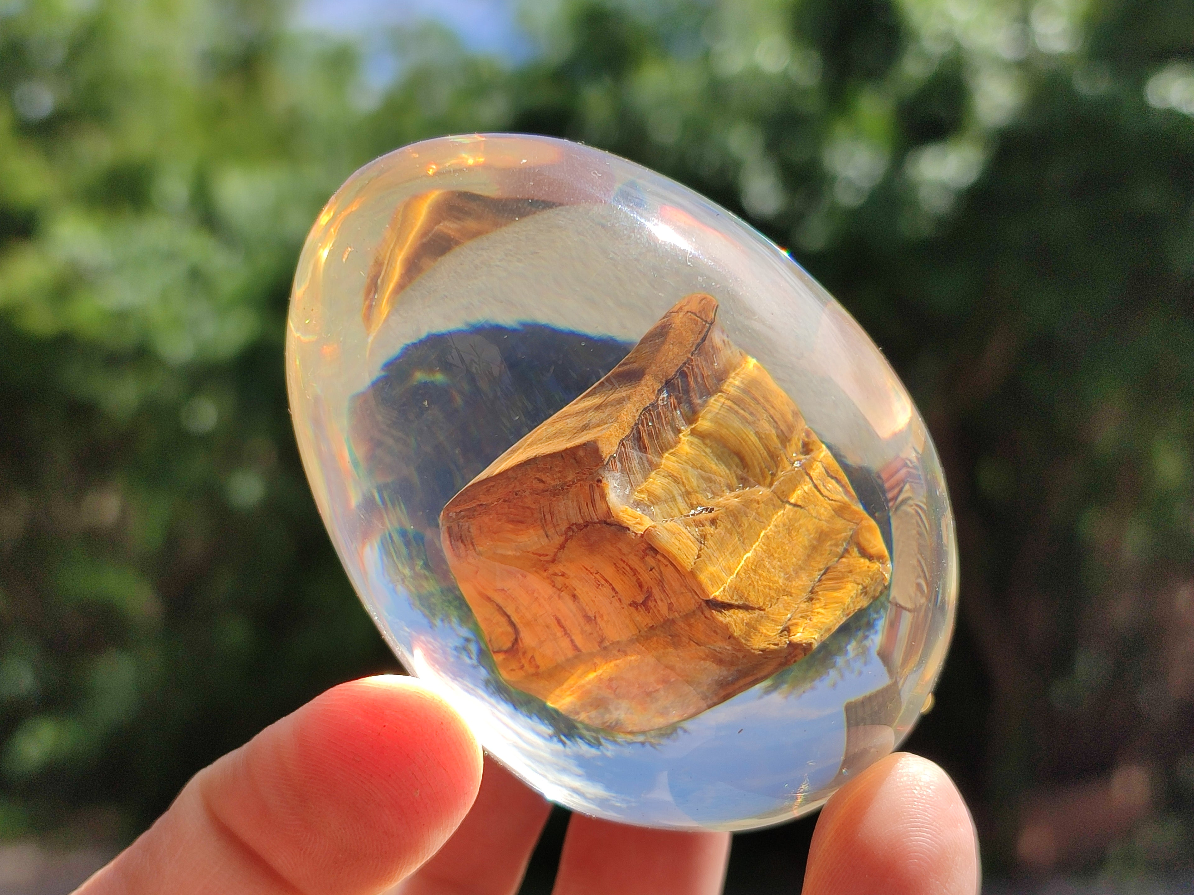 Polished Golden Tigers Eye In Resin Egg - Sold Per Item - From Northern Cape, South Africa - Toprock Gemstones and Minerals 