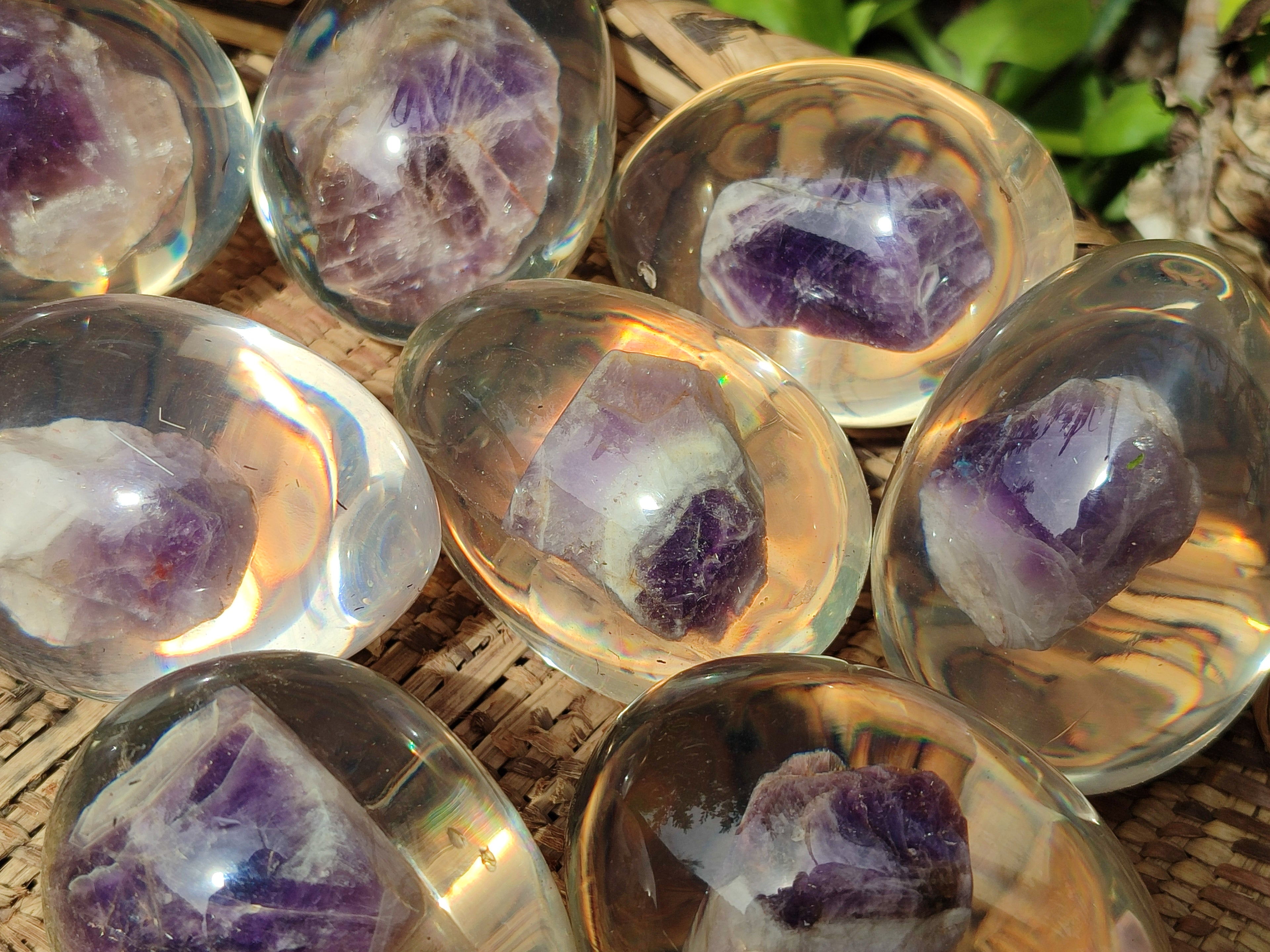 Polished Chevron Amethyst In Resin Egg - Sold Per Item - From Zambia - Toprock Gemstones and Minerals 