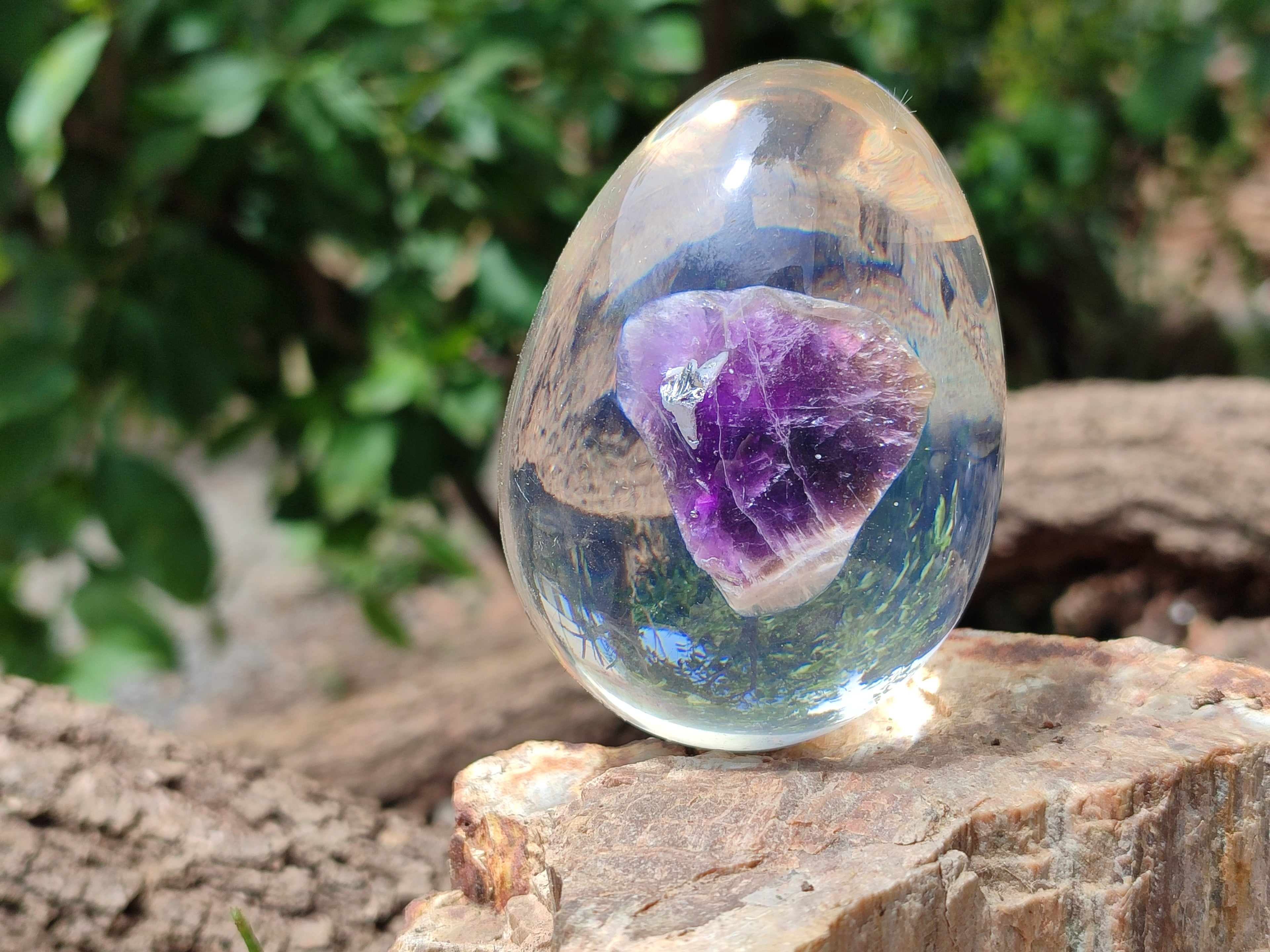 Polished Chevron Amethyst In Resin Egg - Sold Per Item - From Zambia - Toprock Gemstones and Minerals 