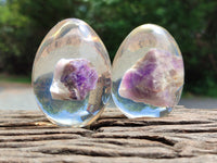 Polished Chevron Amethyst In Resin Egg - Sold Per Item - From Zambia - Toprock Gemstones and Minerals 