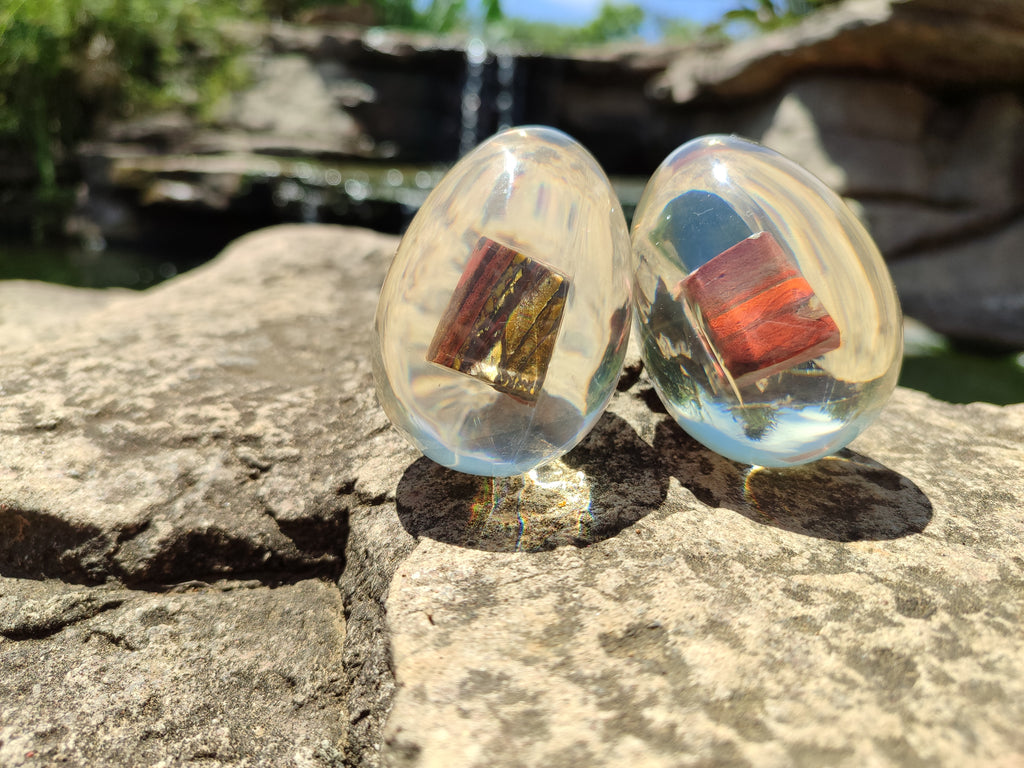 Polished Marble Bar Tiger Iron Jasper In Resin Egg - Sold Per Item - From Australia - Toprock Gemstones and Minerals 