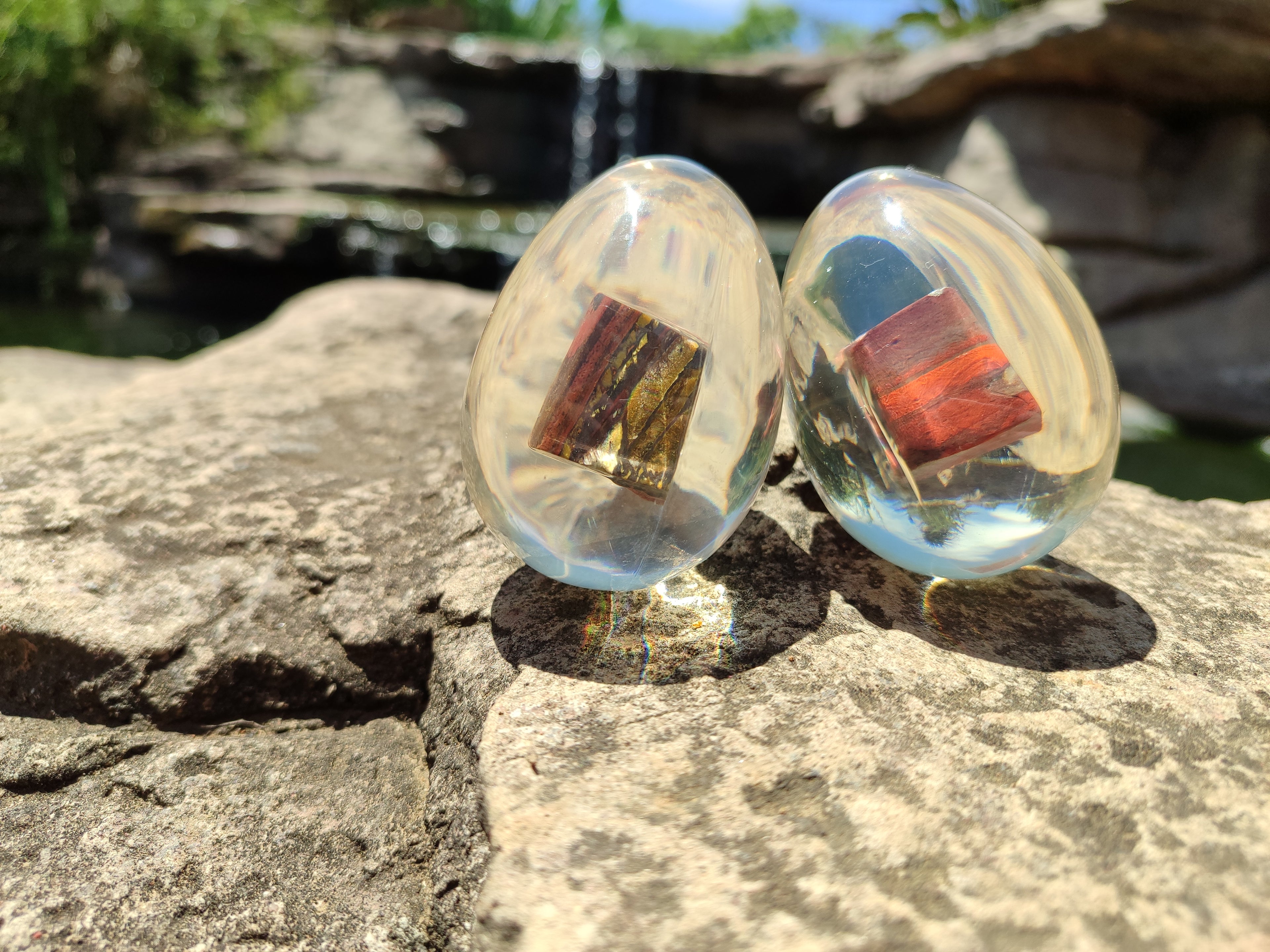 Polished Marble Bar Tiger Iron Jasper In Resin Egg - Sold Per Item - From Australia - Toprock Gemstones and Minerals 