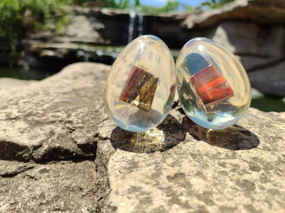 Polished Marble Bar Tiger Iron Jasper In Resin Egg - Sold Per Item - From Australia - Toprock Gemstones and Minerals 
