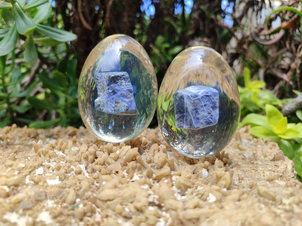 Polished Sodalite In Resin Egg - Sold Per Item - From Kunene River, Namibia - Toprock Gemstones and Minerals 